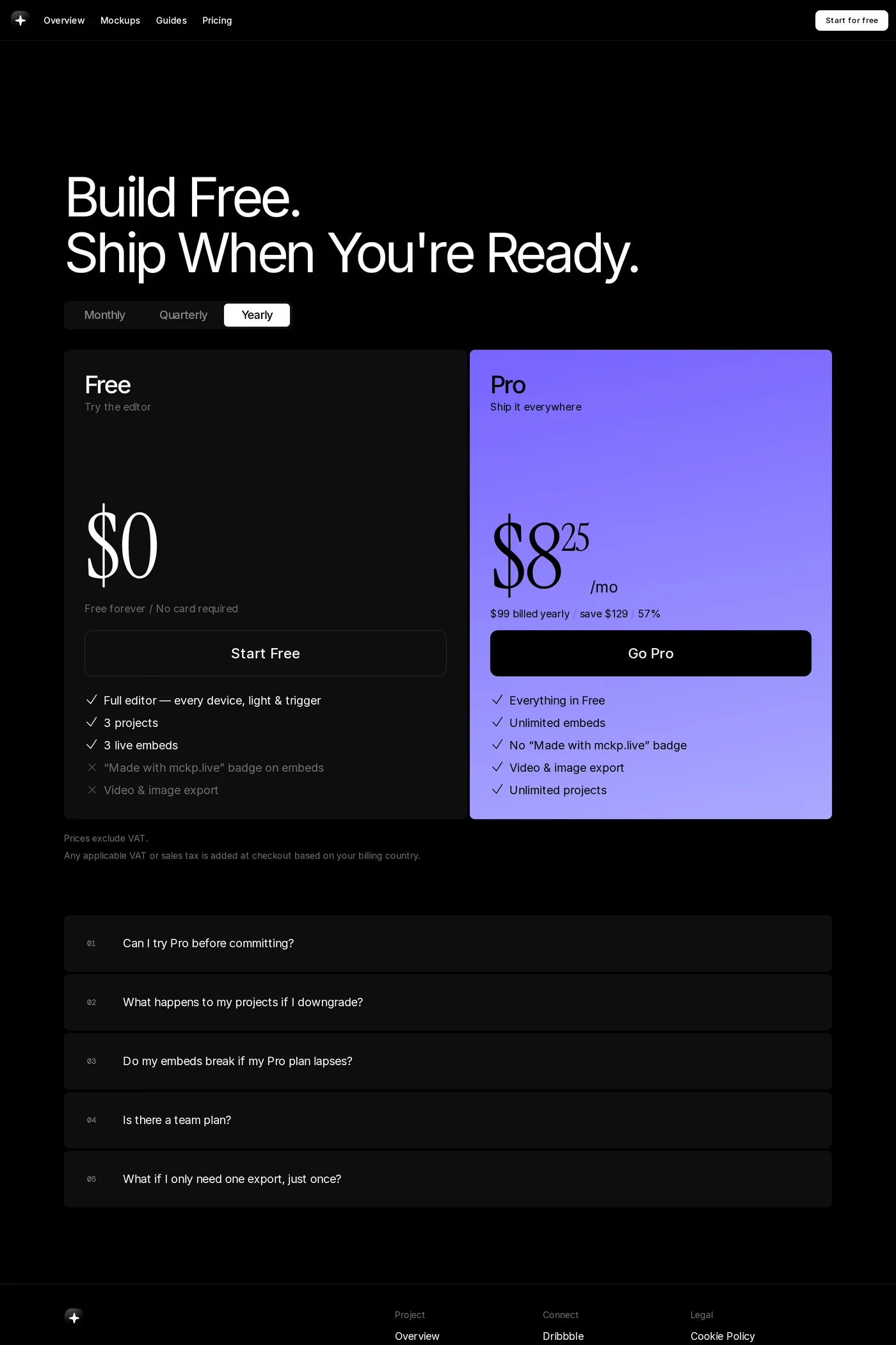 MCKP — screenshot of the pricing page