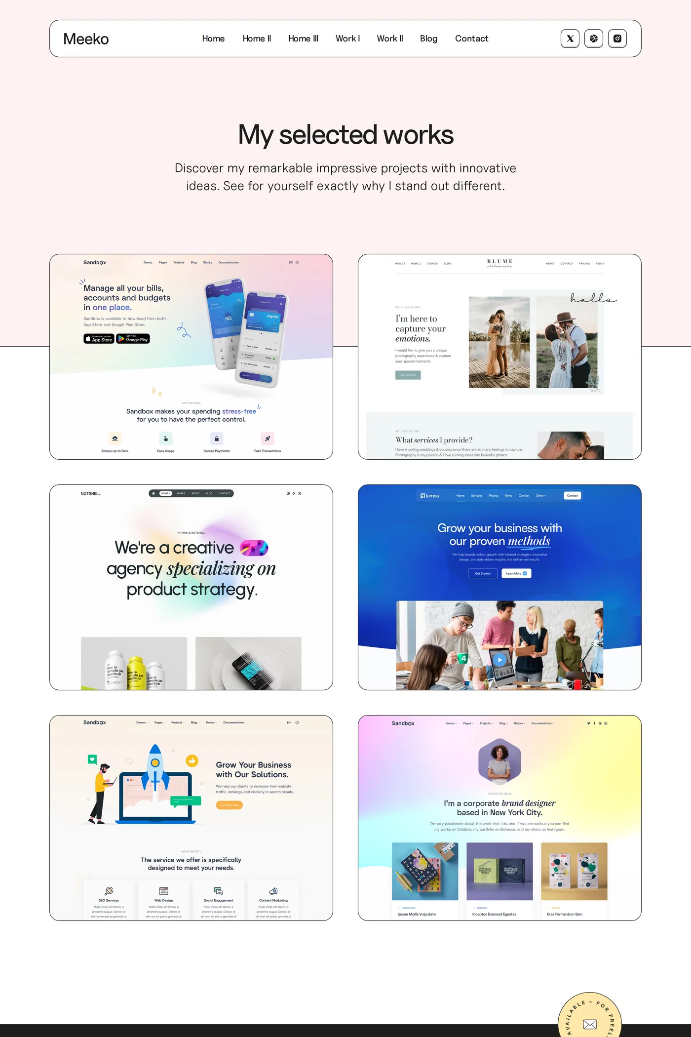 Meeko — screenshot of the work page