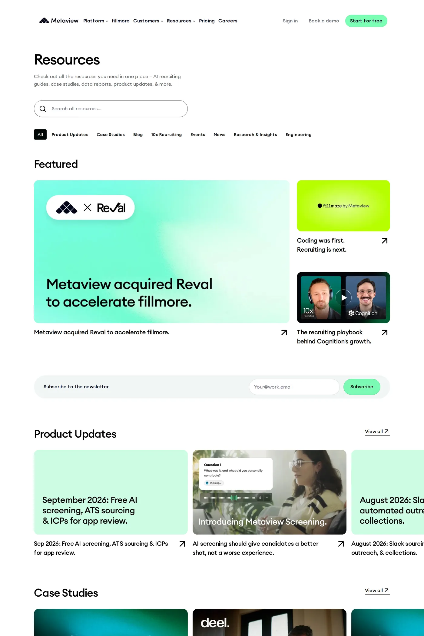 Metaview — screenshot of the blog page