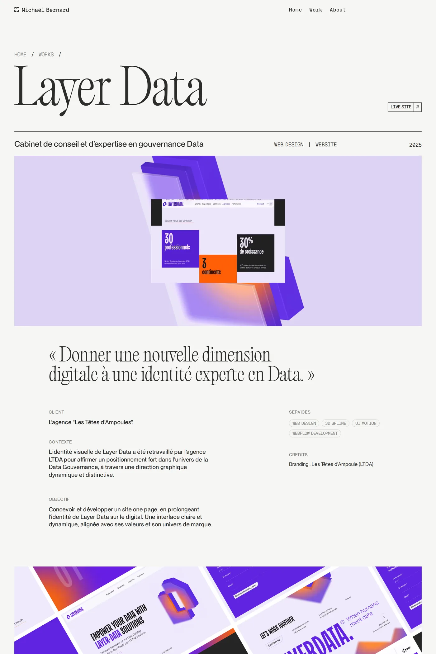 Michaël Bernard — screenshot of the case studies page