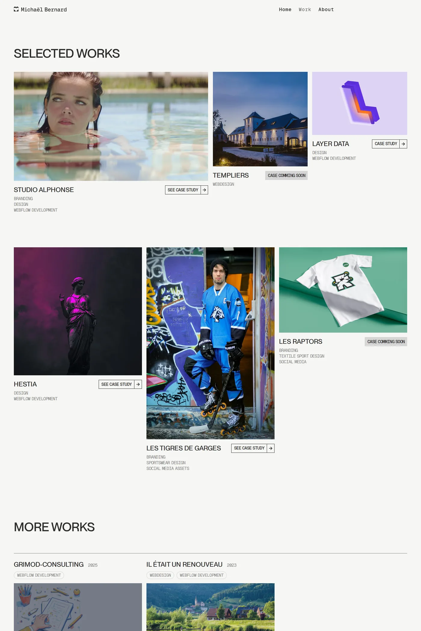 Michaël Bernard — screenshot of the work page