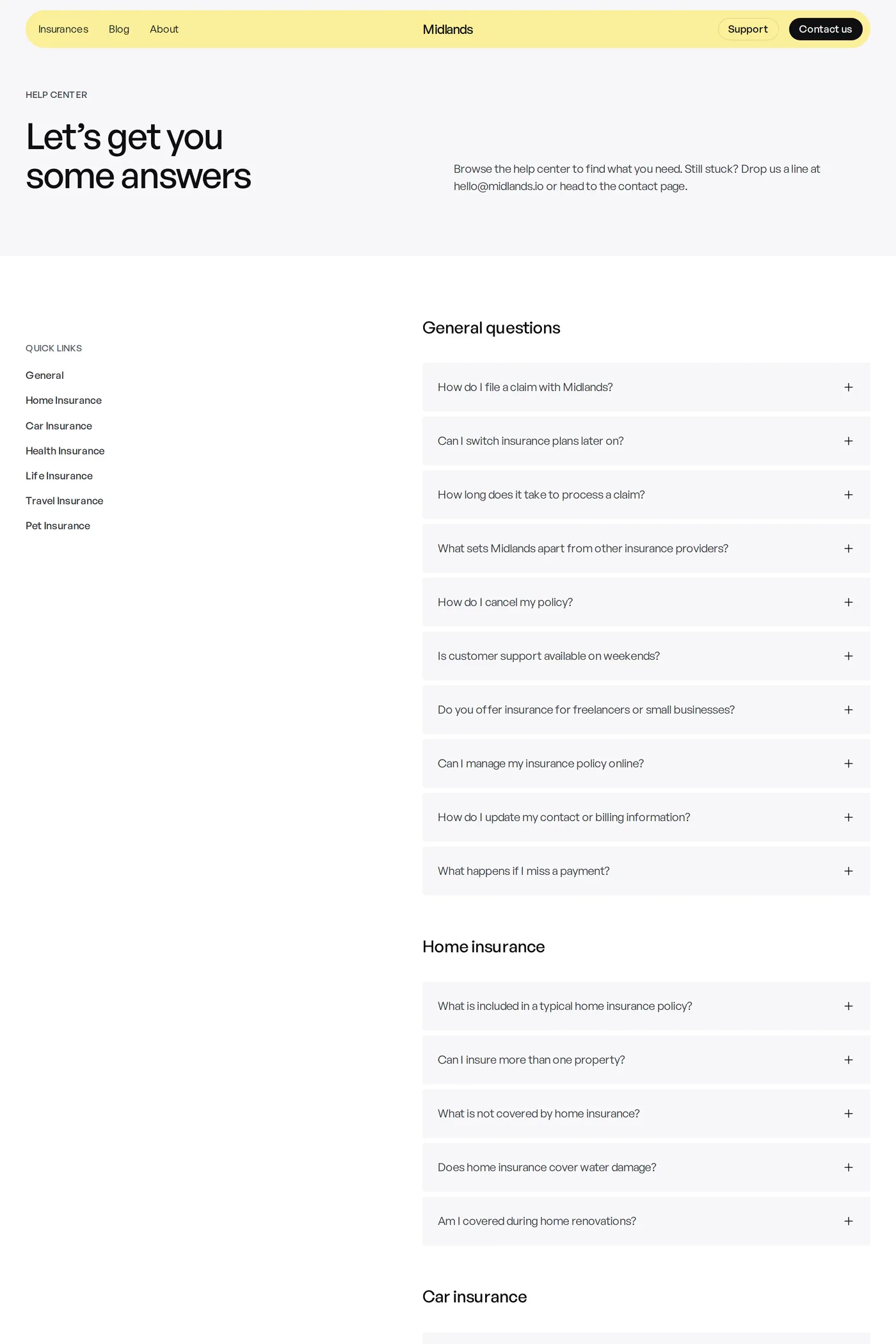 Midlands — screenshot of the docs page