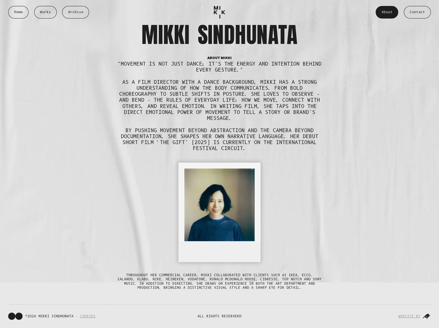 Mikki Sindhunata — screenshot of the about page