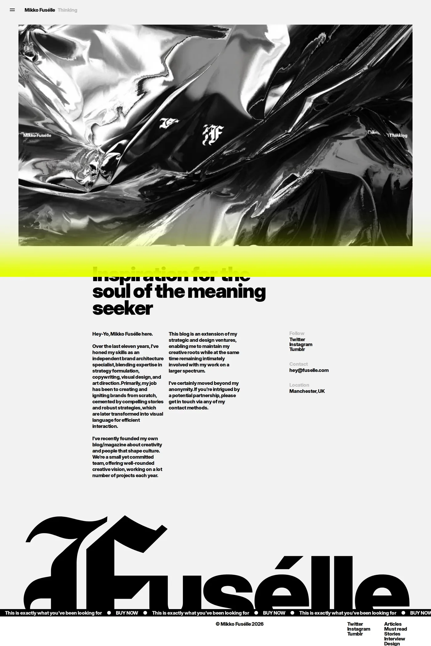Mikko Fuselle — screenshot of the about page