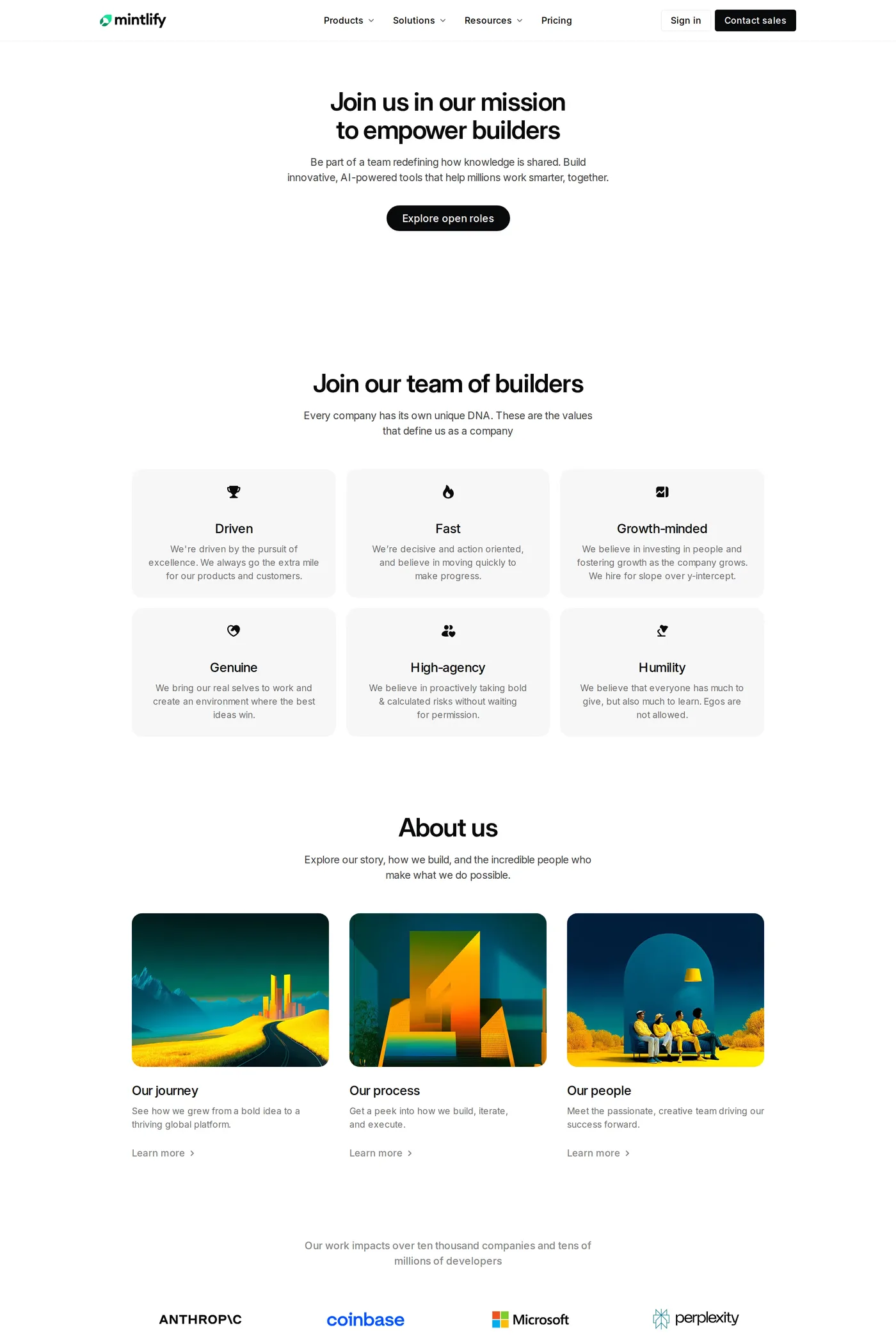 Mintlify — screenshot of the careers page