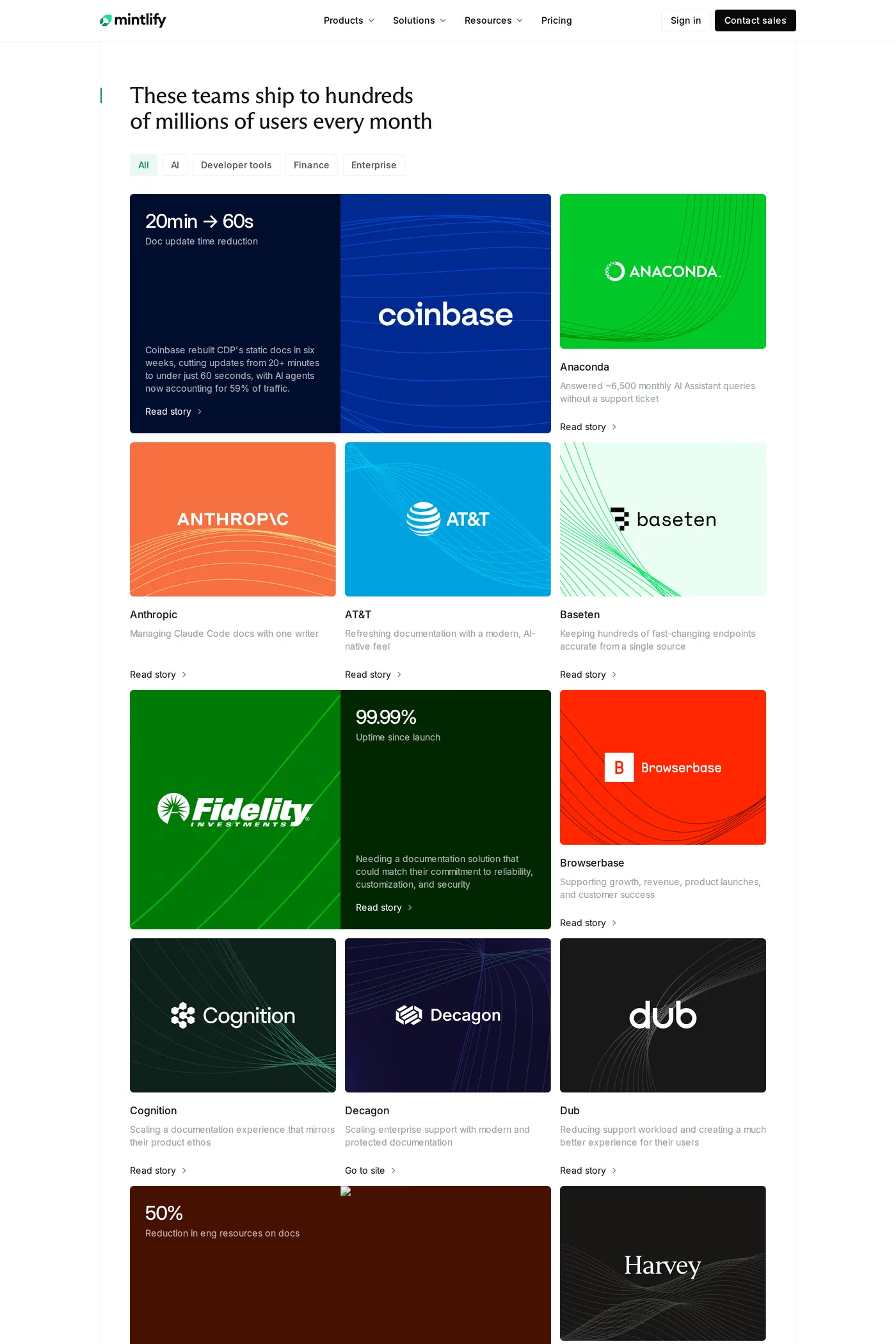 Mintlify — screenshot of the case studies page