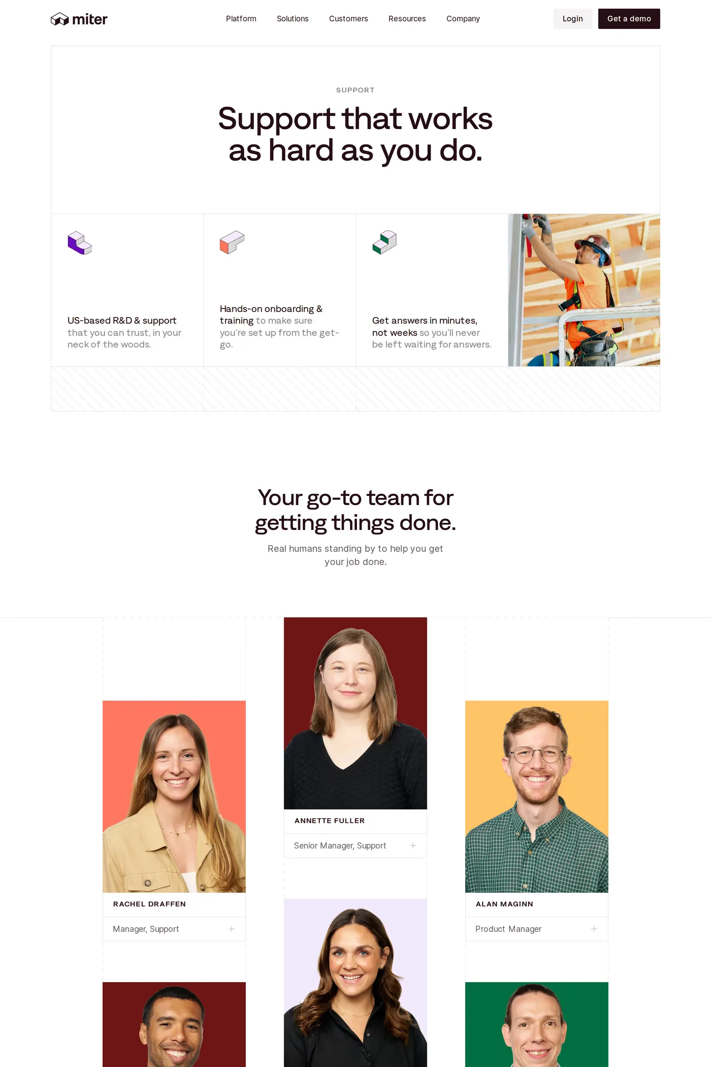 Miter — screenshot of the contact page