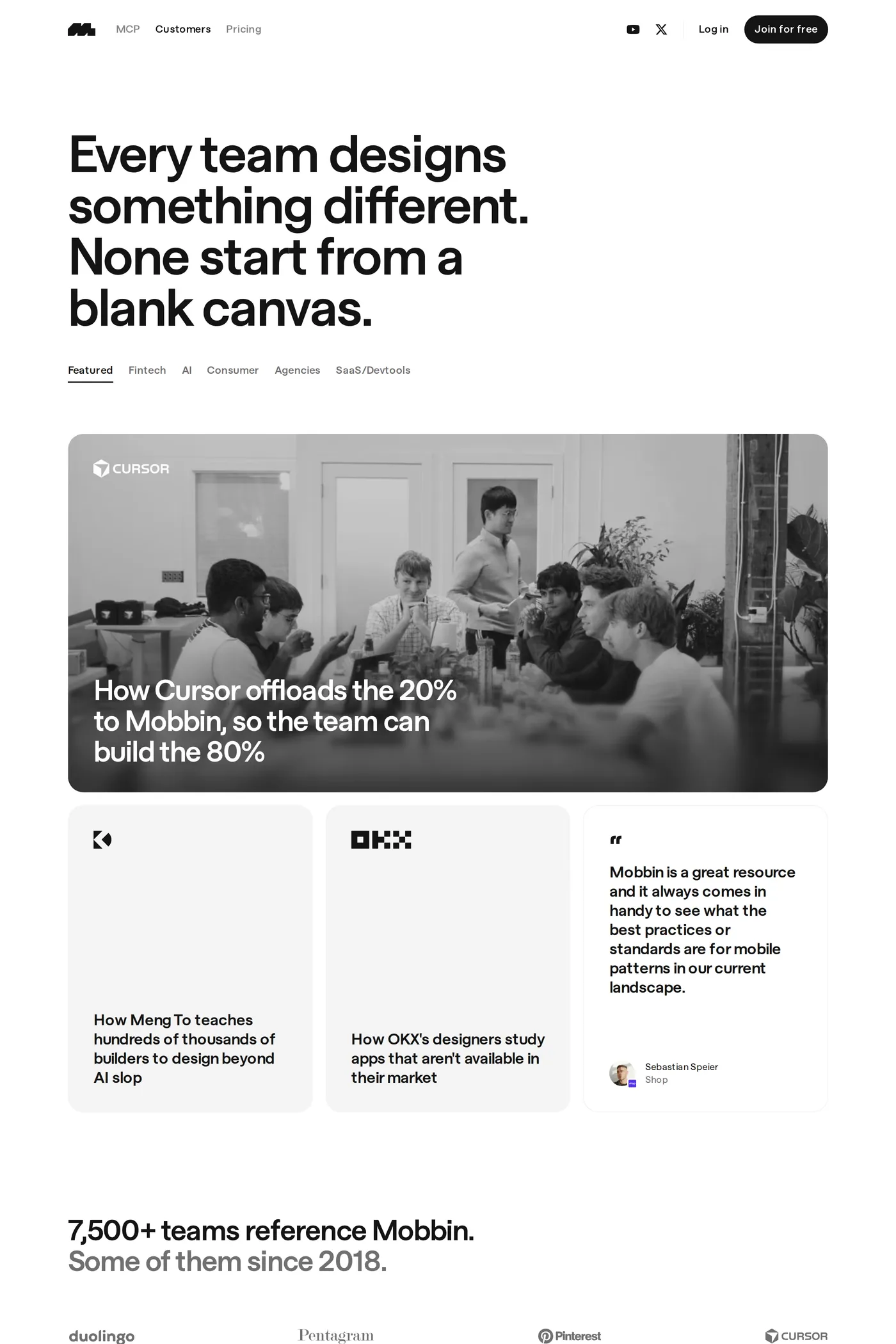 Mobbin — screenshot of the case studies page