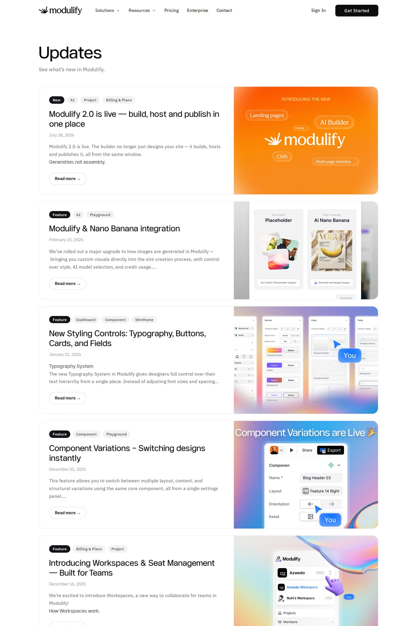 Modulify changelog page