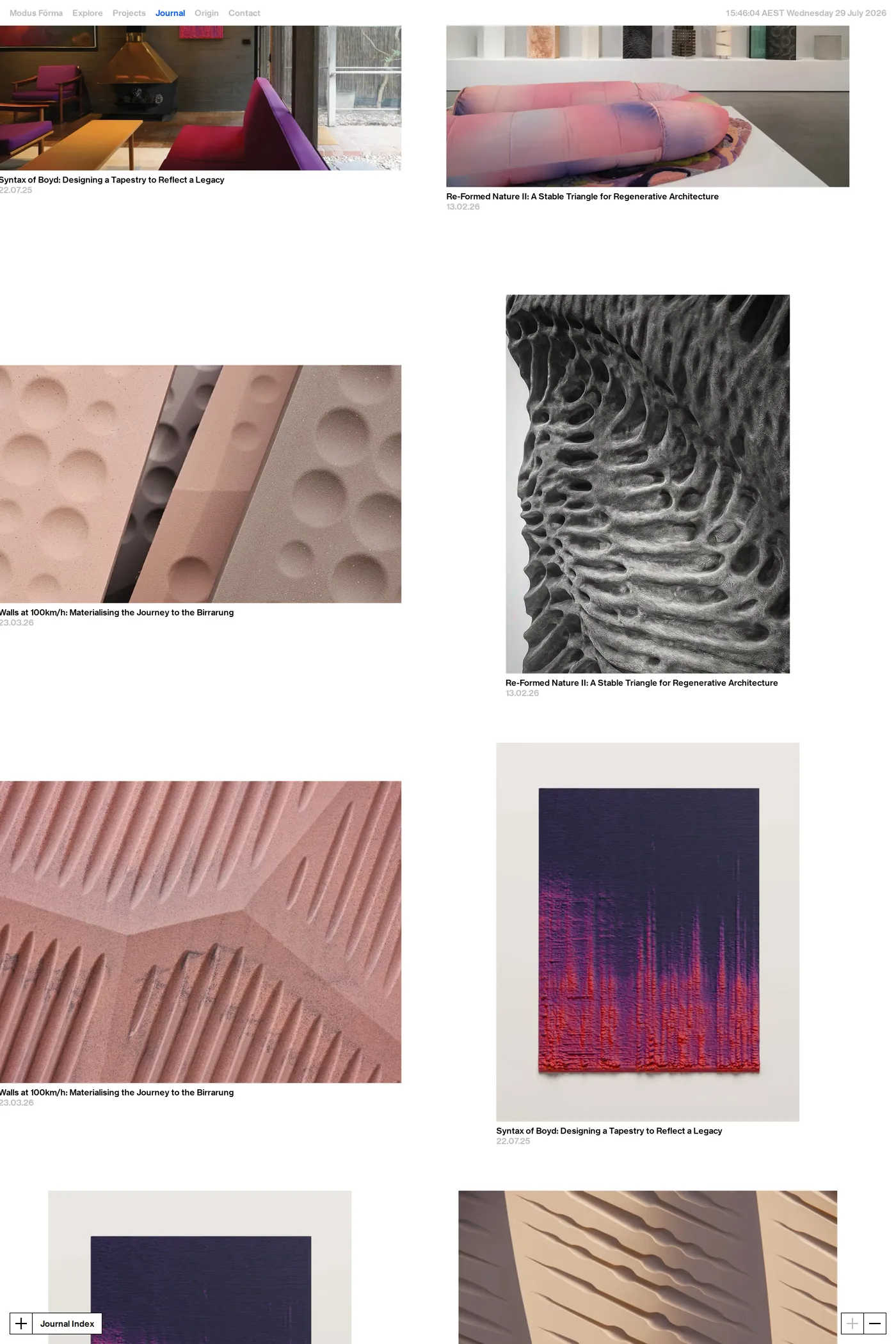 Modus Fōrma — screenshot of the blog page