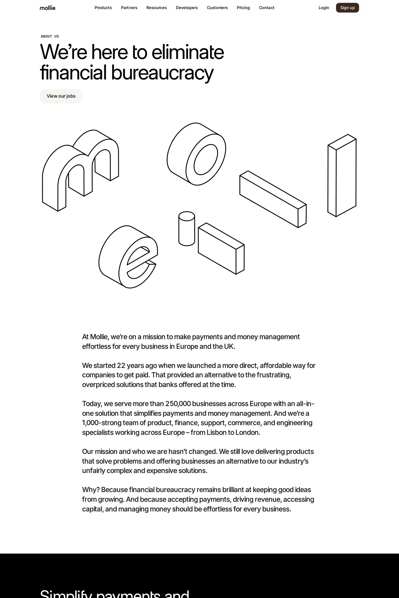 Mollie — screenshot of the about page