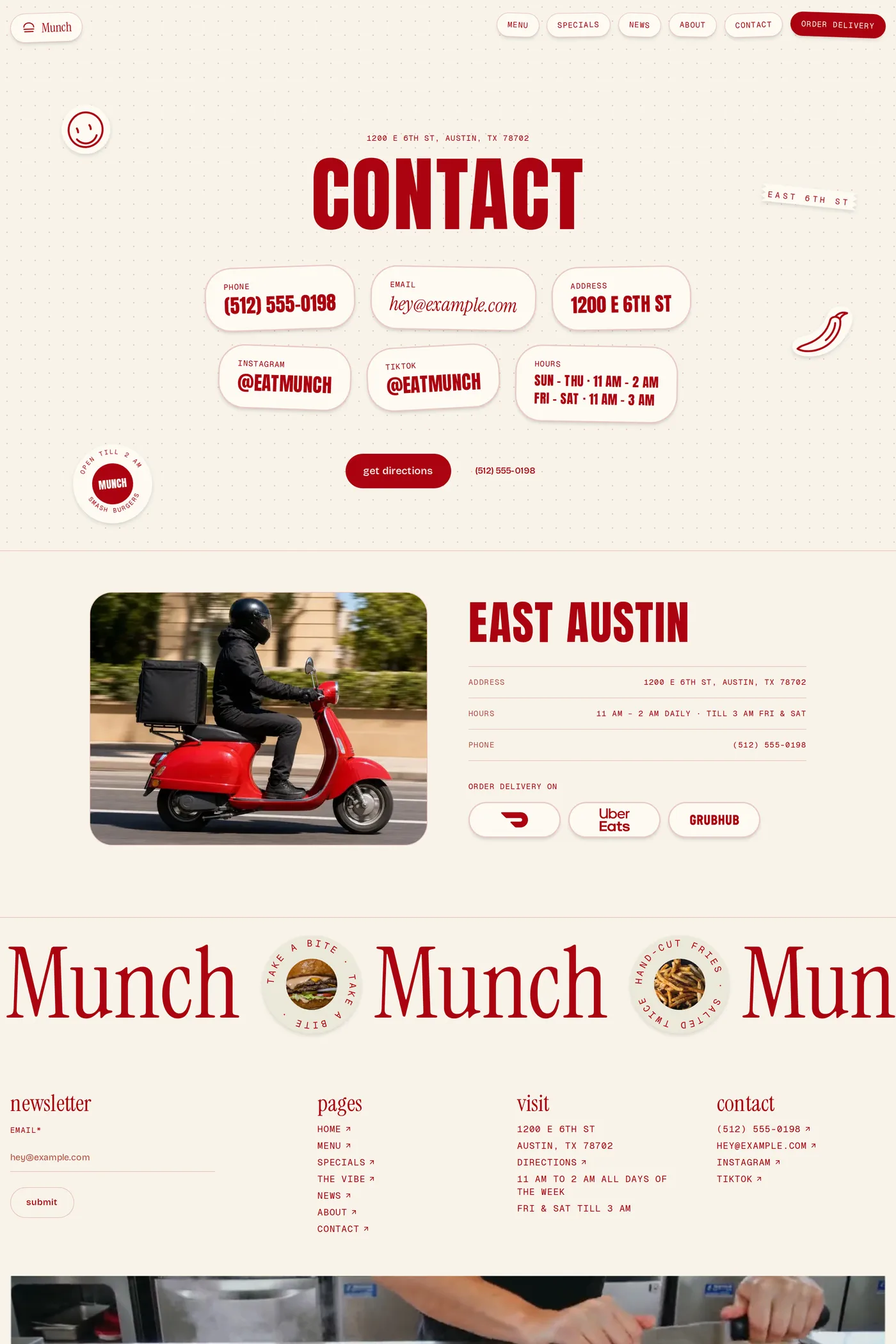 Munch — screenshot of the contact page