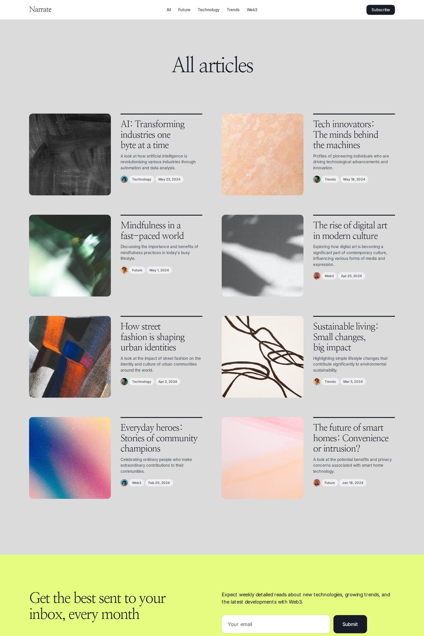 Narrate blog page