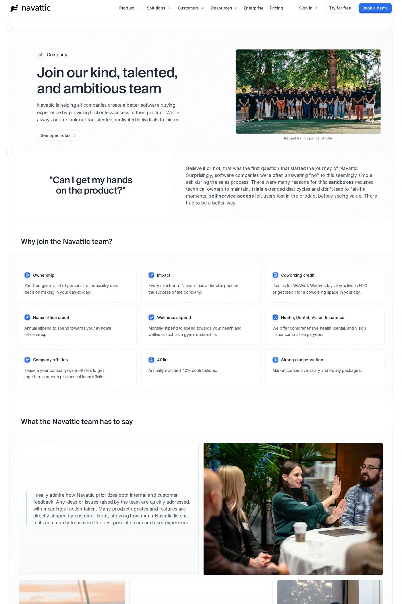 Navattic — screenshot of the careers page