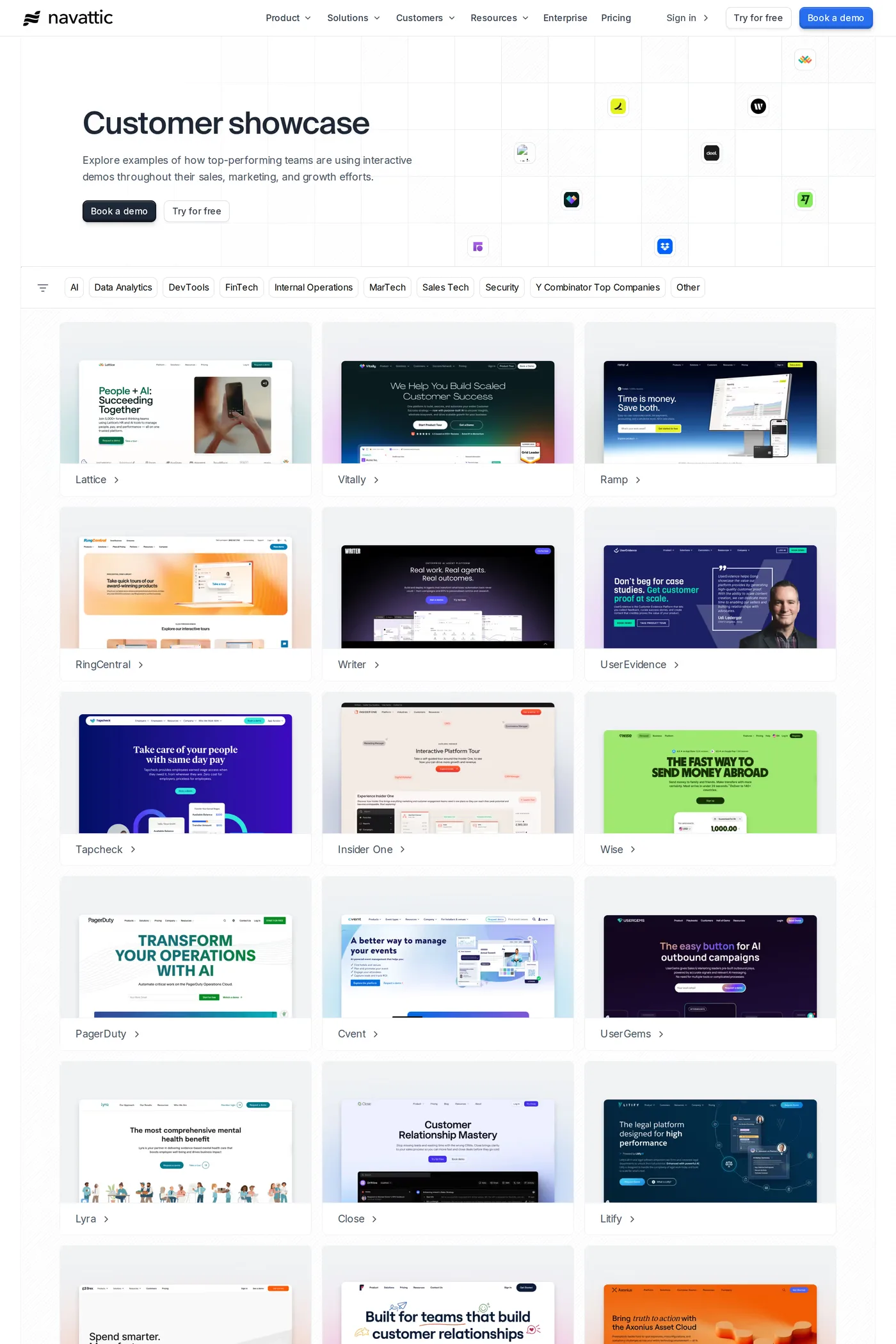 Navattic — screenshot of the work page