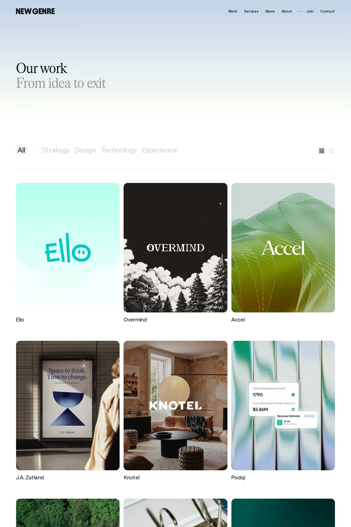 New Genre — screenshot of the work page