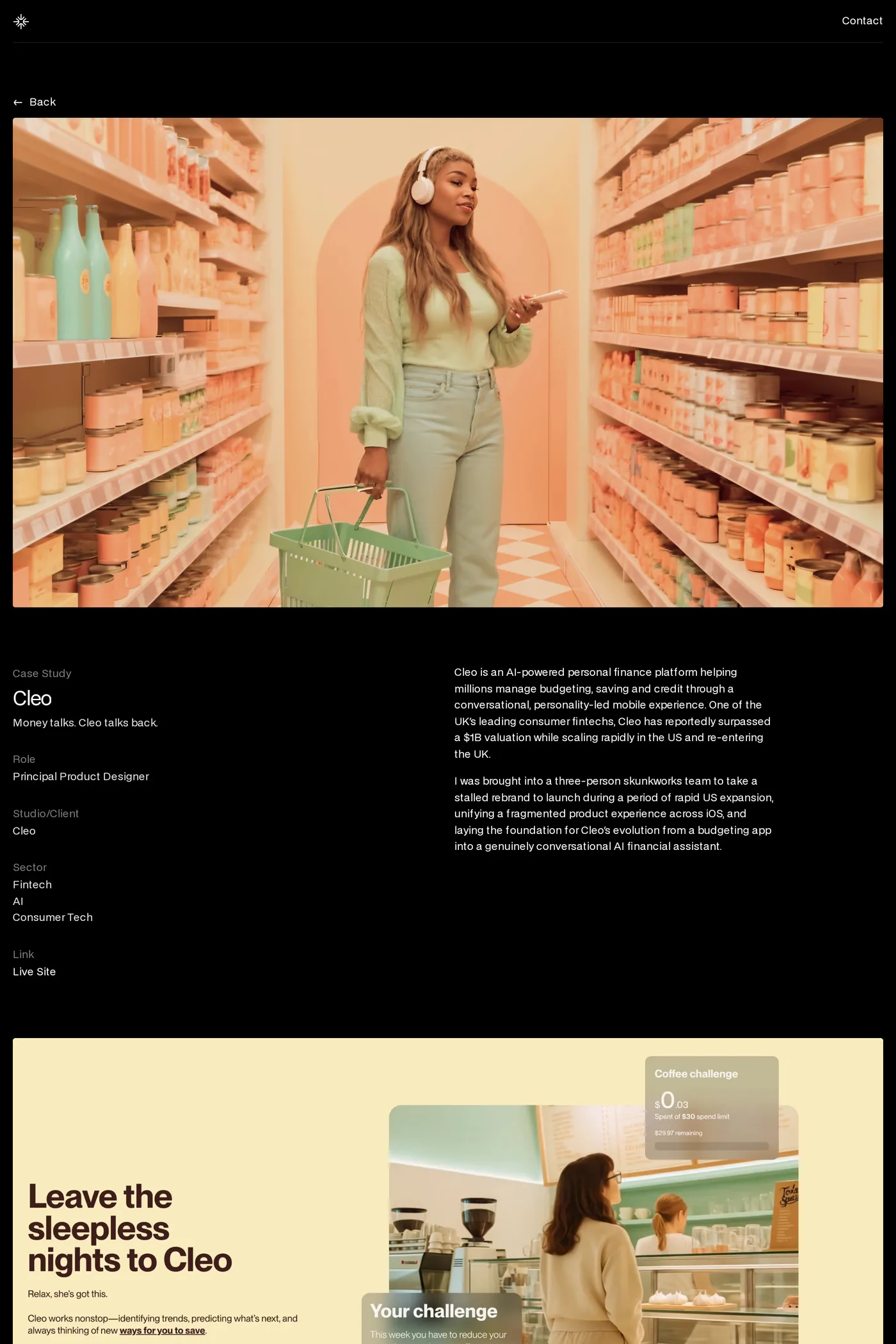 Nick Clement — screenshot of the work page