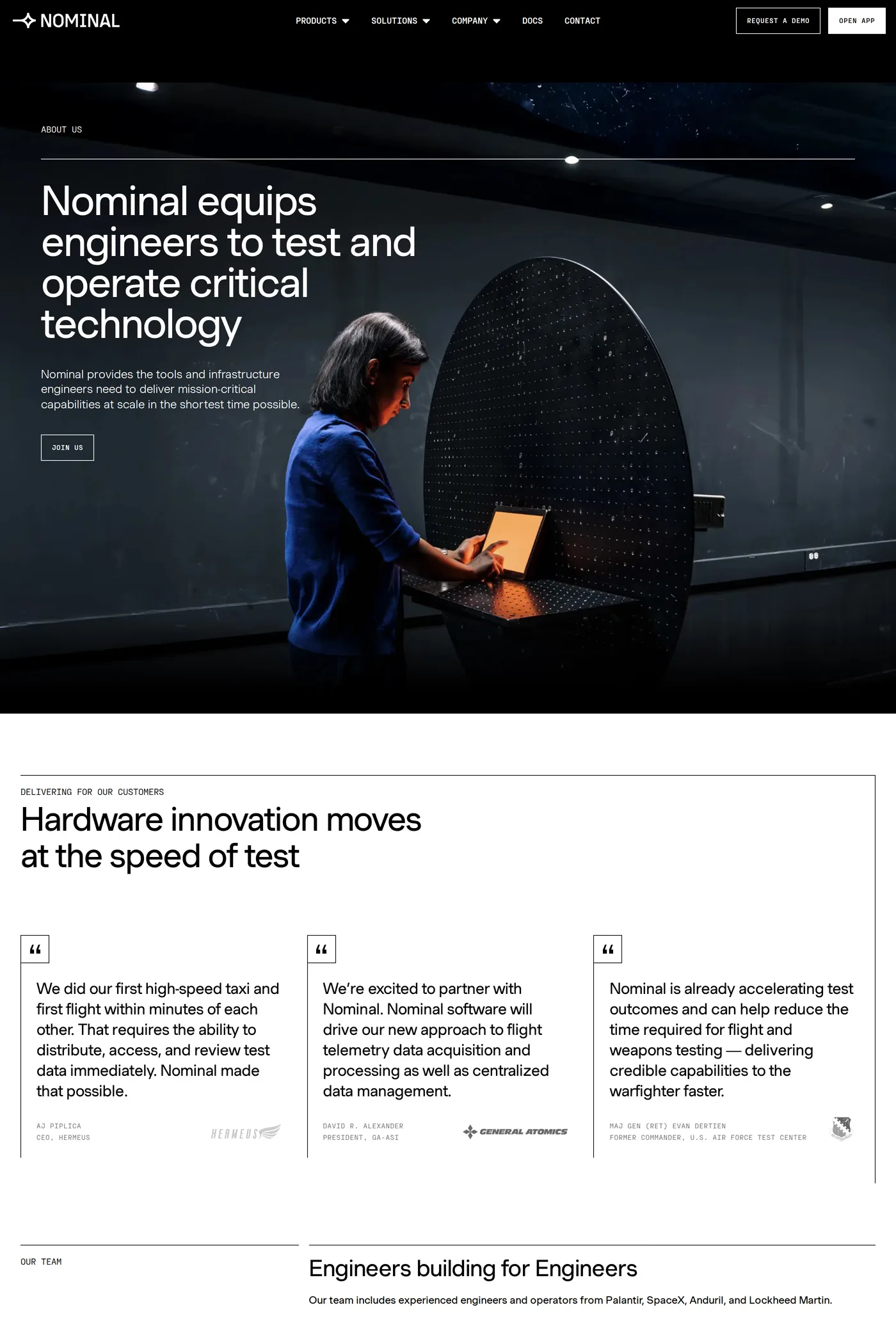 Nominal — screenshot of the about page