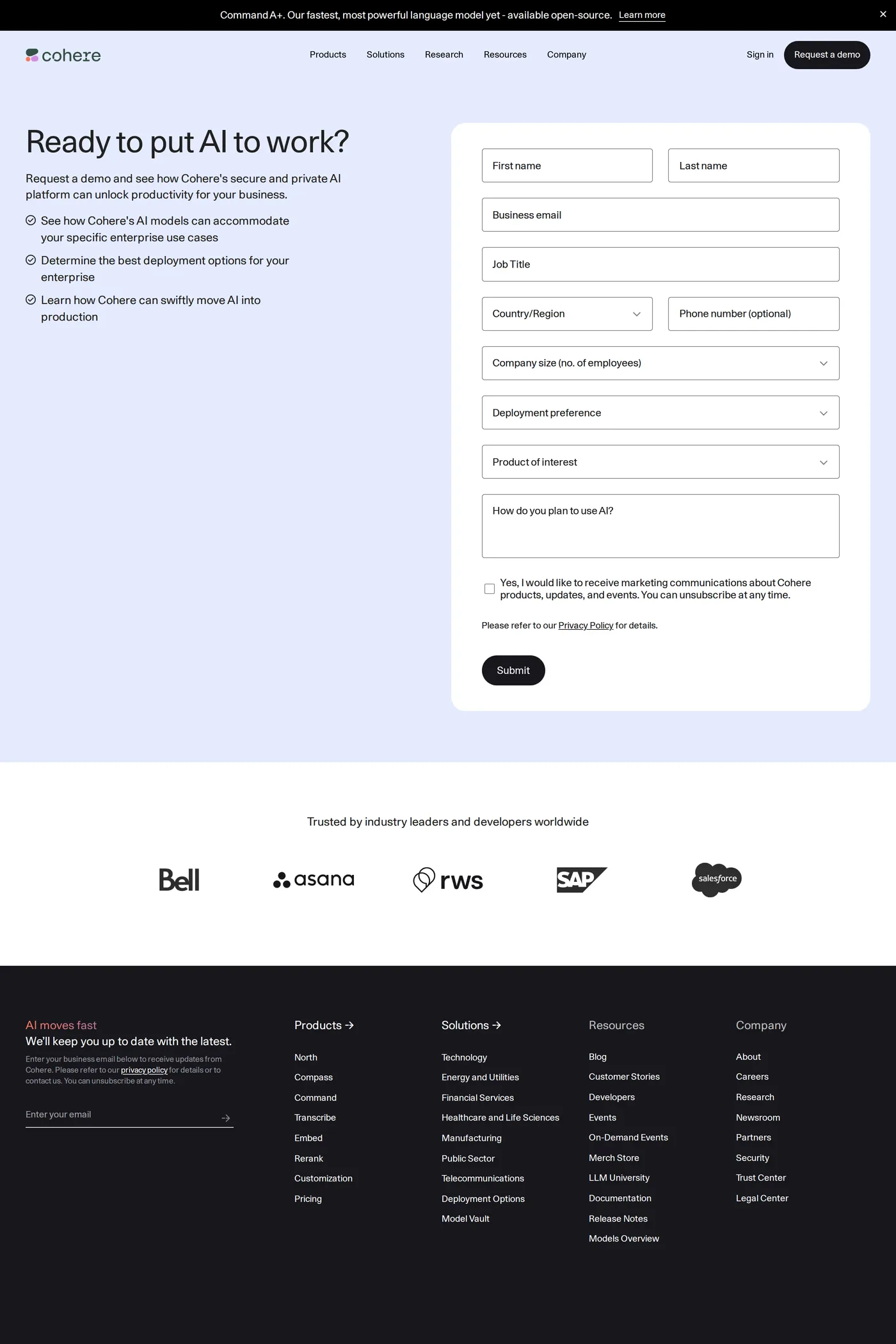 North — screenshot of the contact page