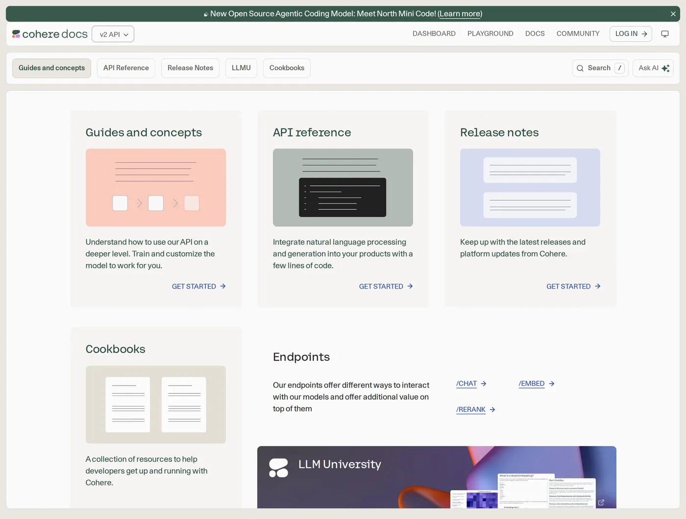 North — screenshot of the docs page