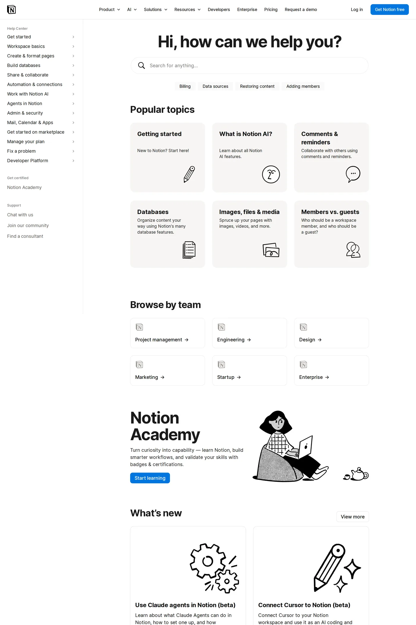 Notion — screenshot of the docs page