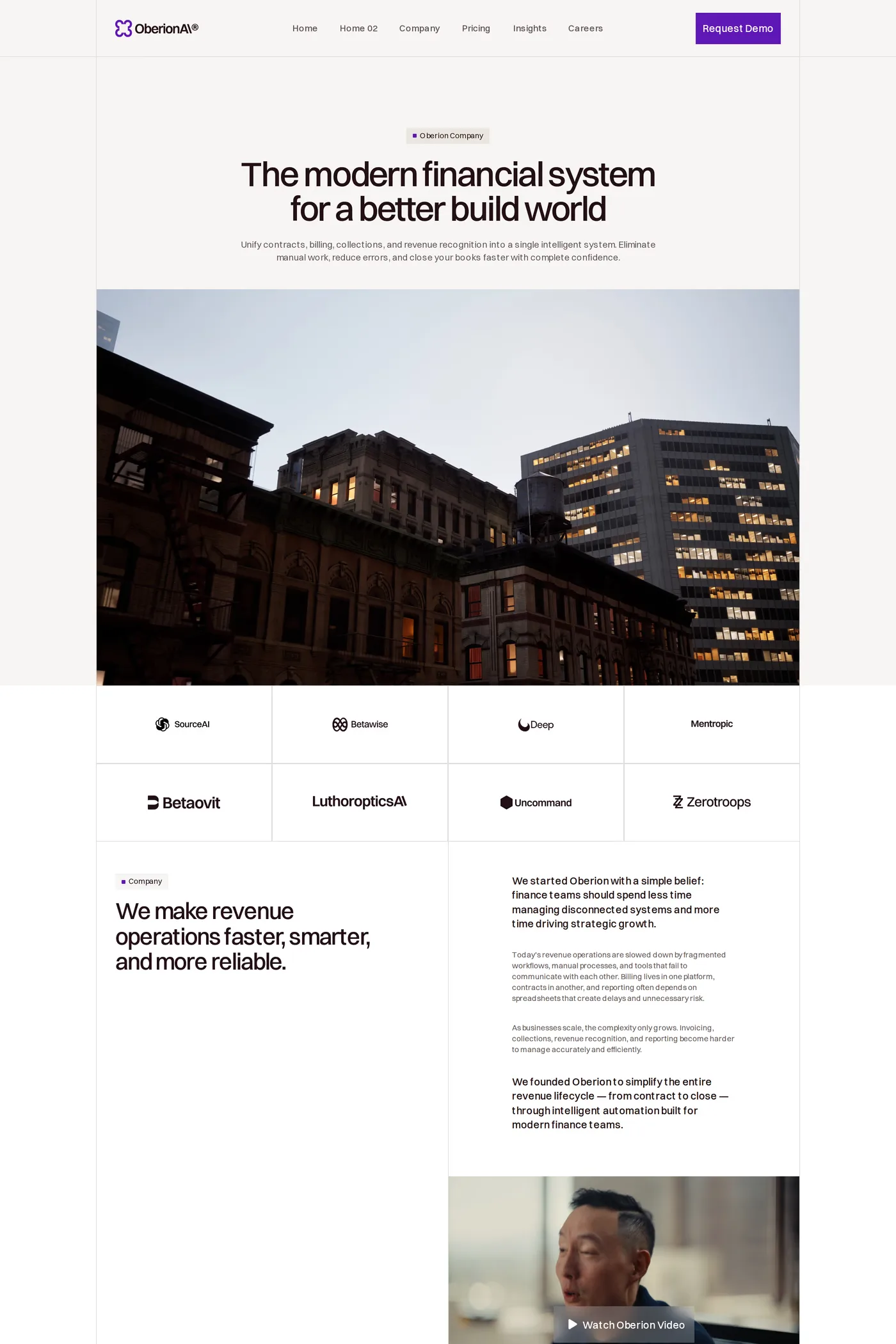 Oberion — screenshot of the about page