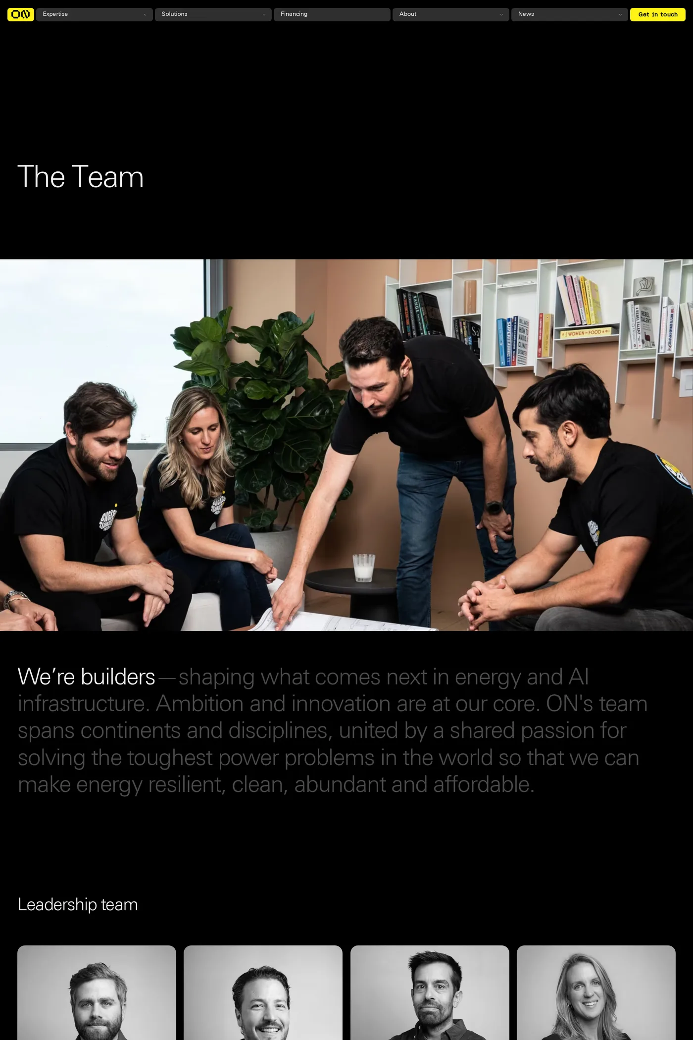 ON.energy — screenshot of the about page