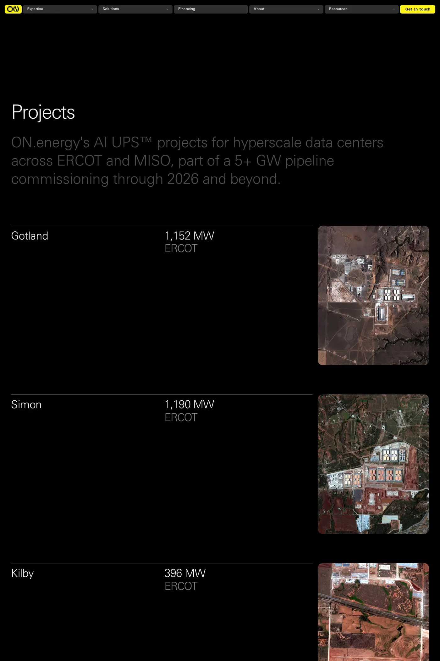 ON.energy — screenshot of the work page