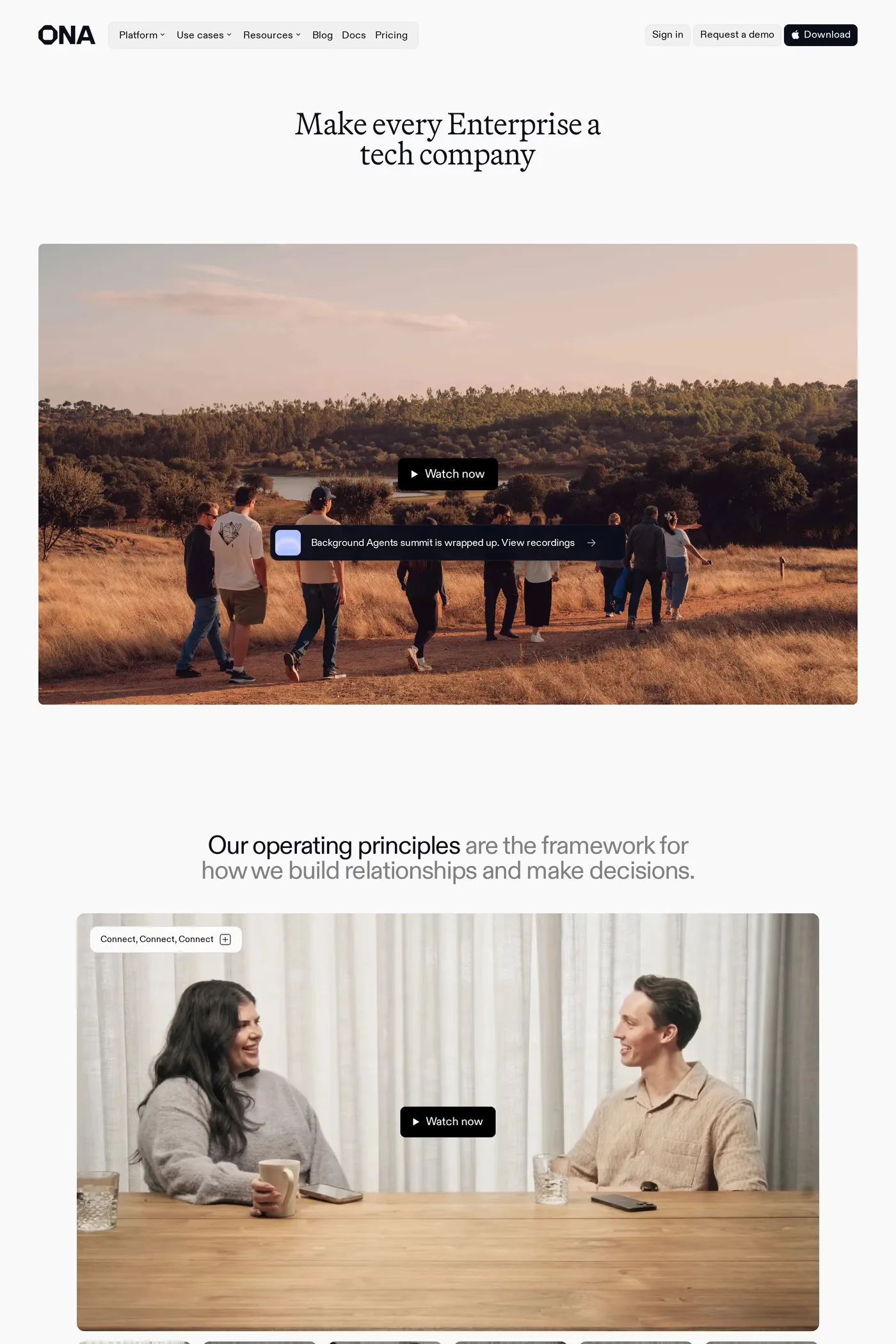Ona — screenshot of the about page