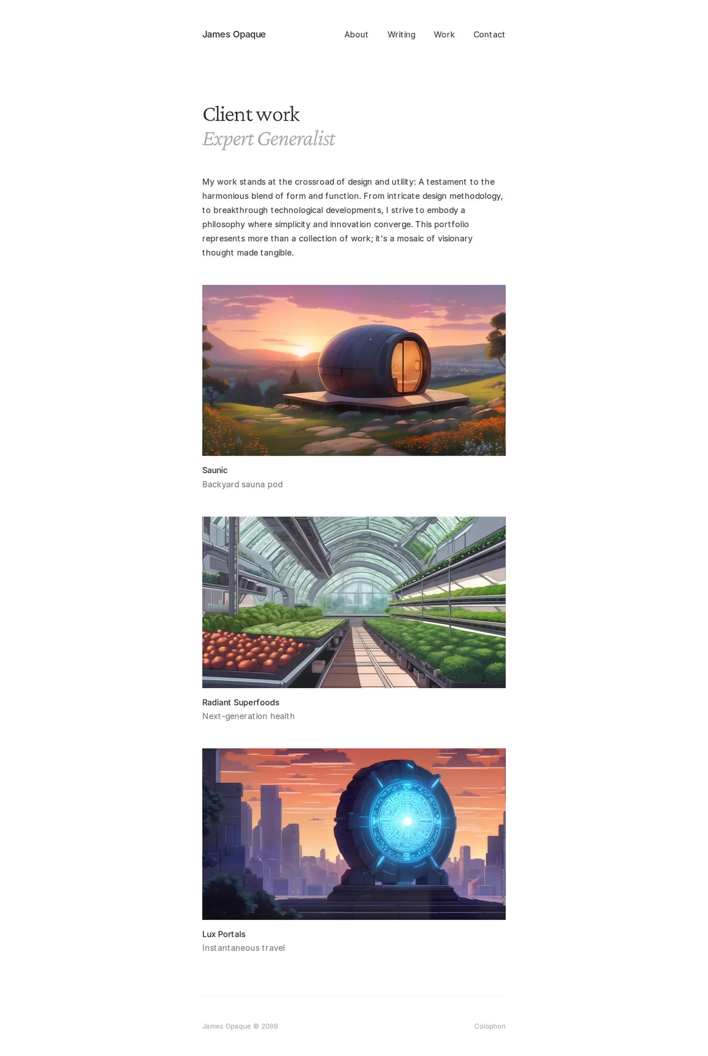 Opaque — screenshot of the work page