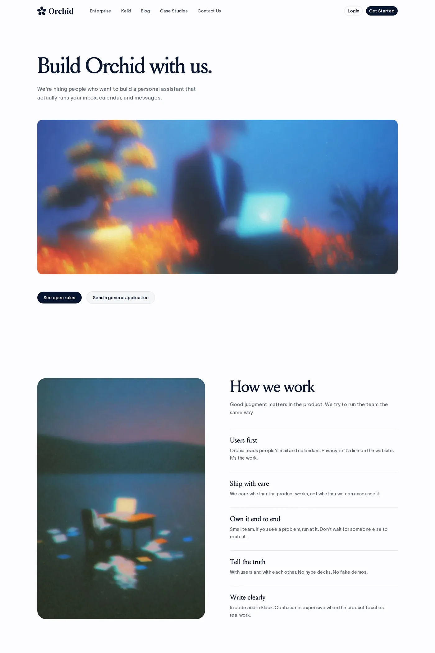 Orchid — screenshot of the careers page