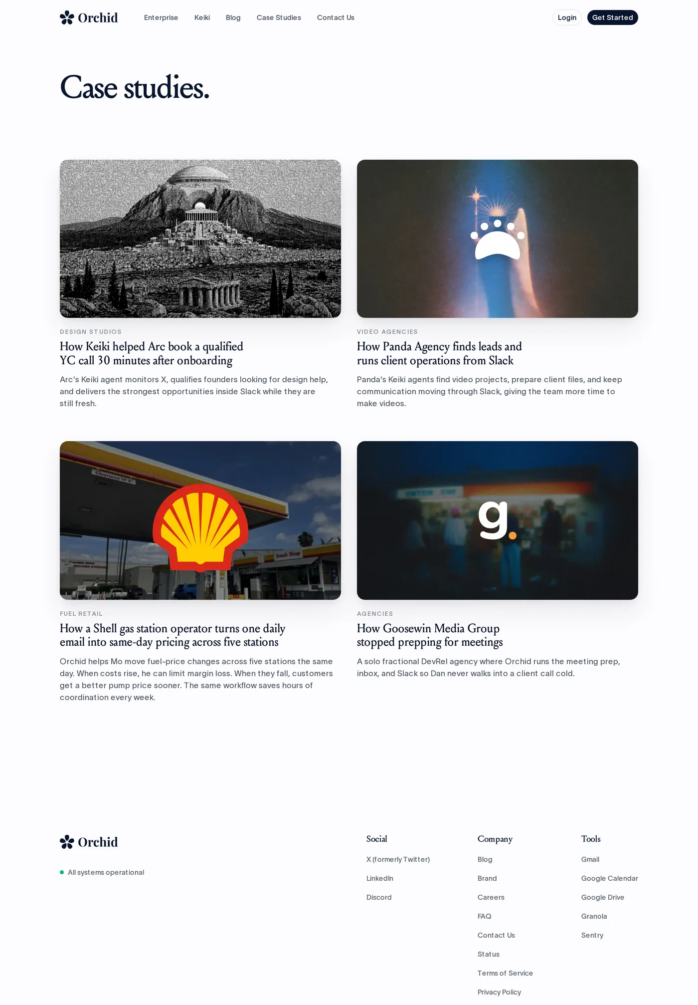 Orchid — screenshot of the case studies page