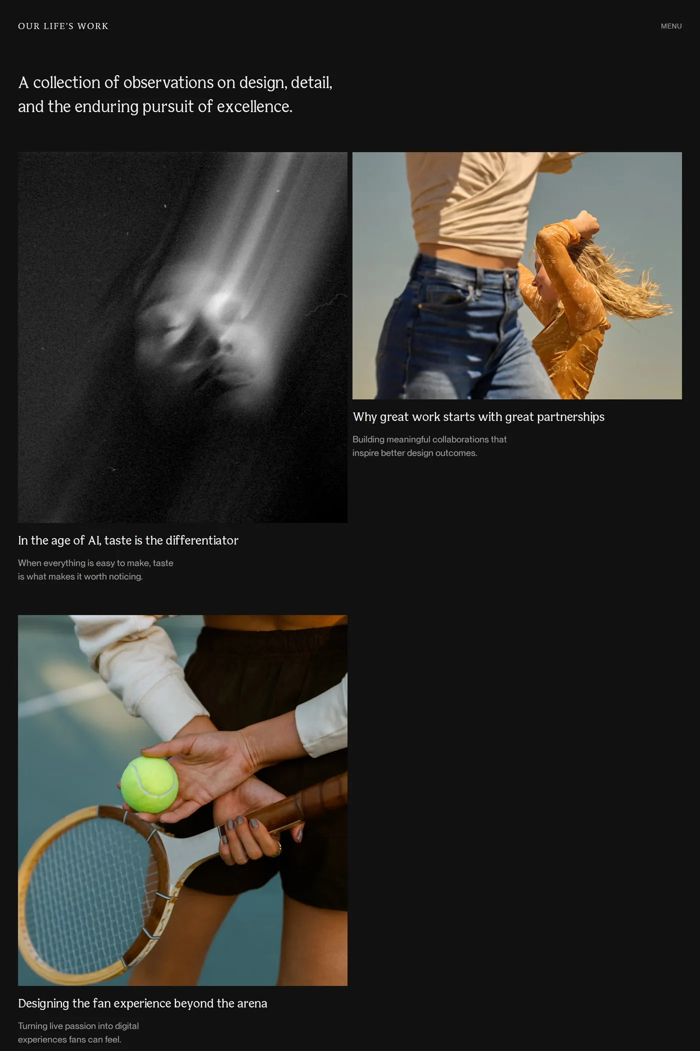 Our Life's Work ® — screenshot of the blog page