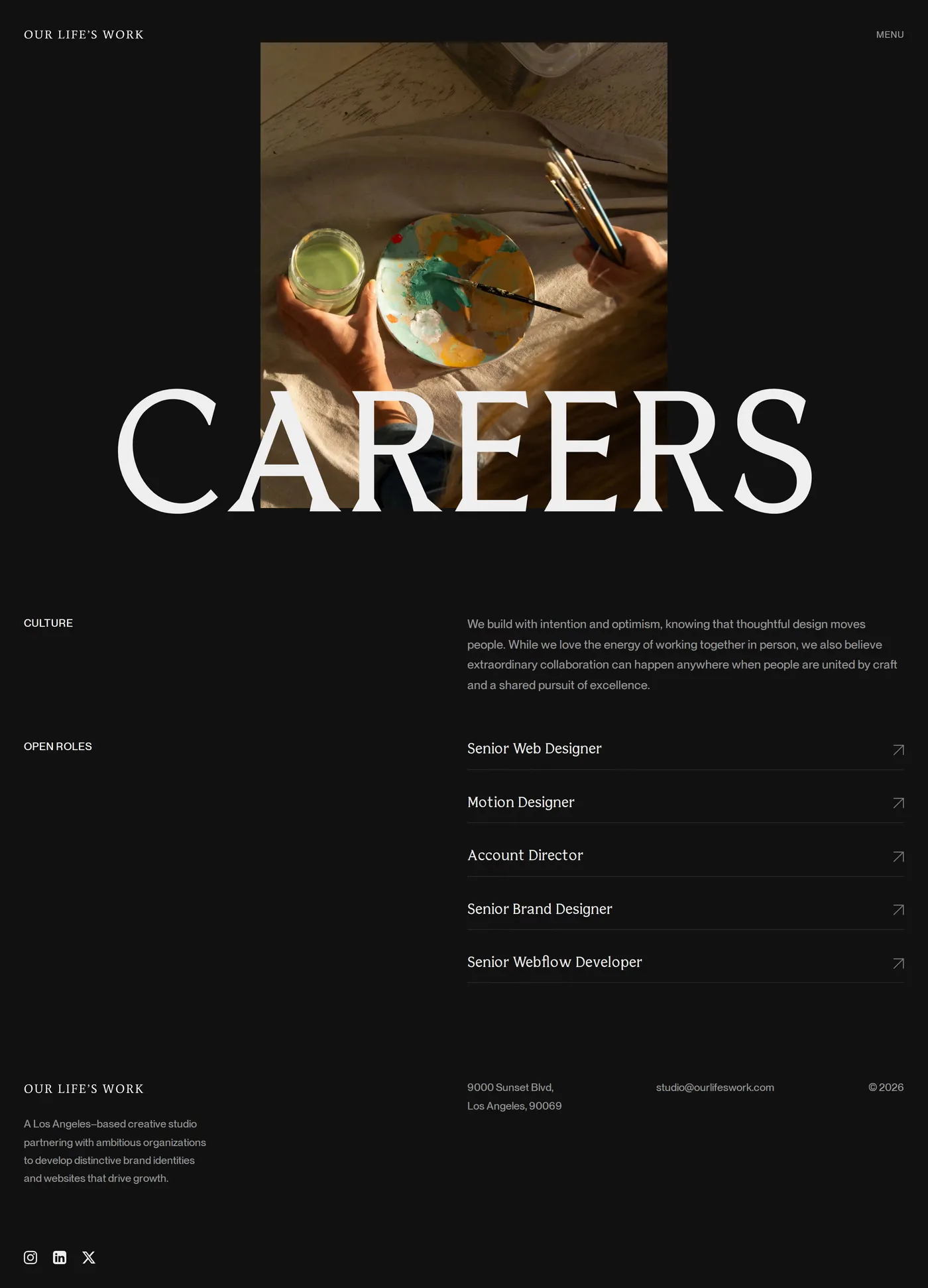 Our Life's Work ® — screenshot of the careers page