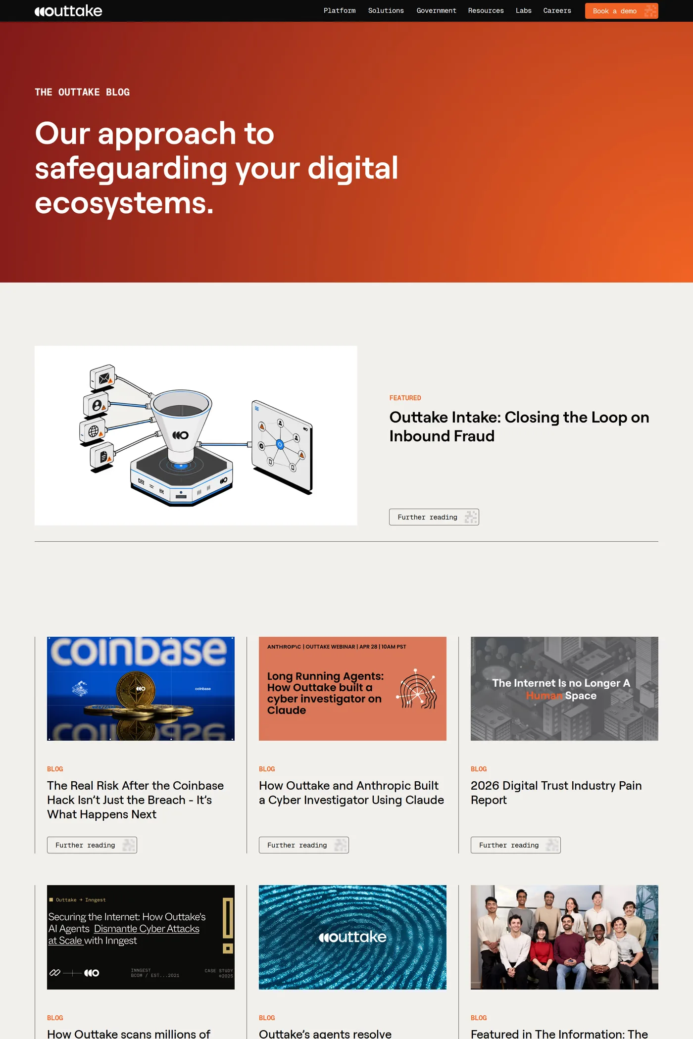 Outtake — screenshot of the blog page