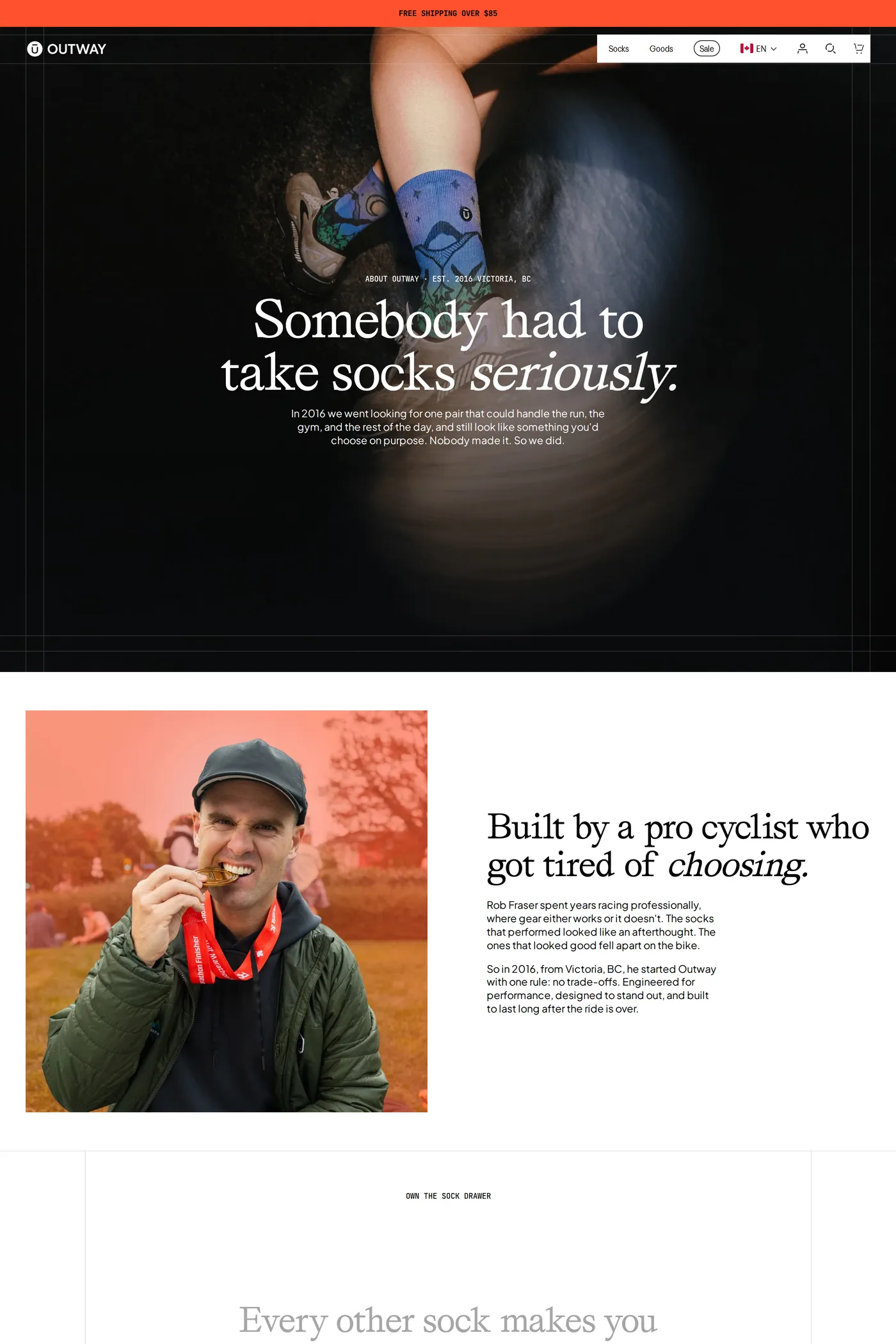 Outway — screenshot of the about page