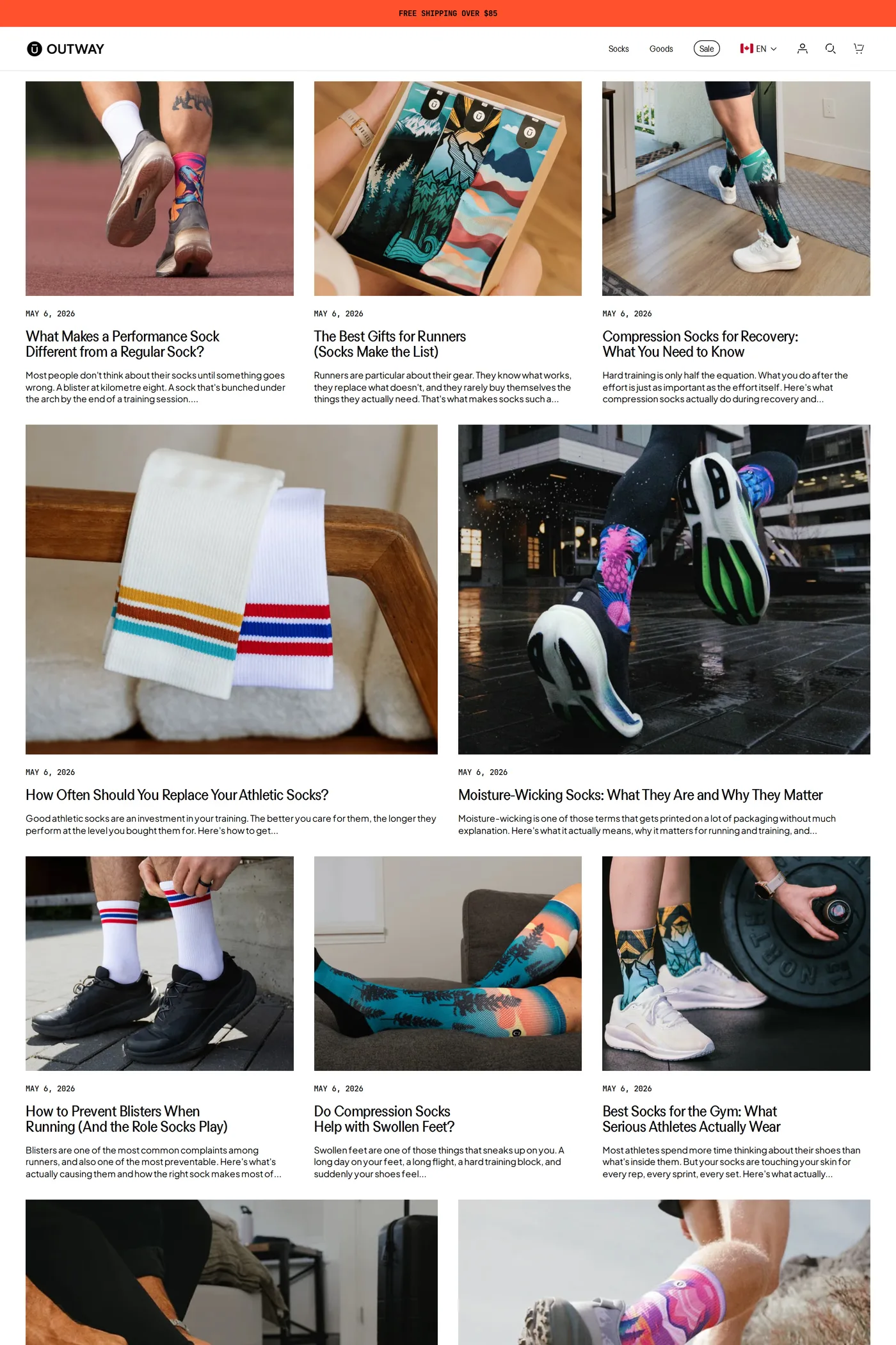 Outway — screenshot of the blog page