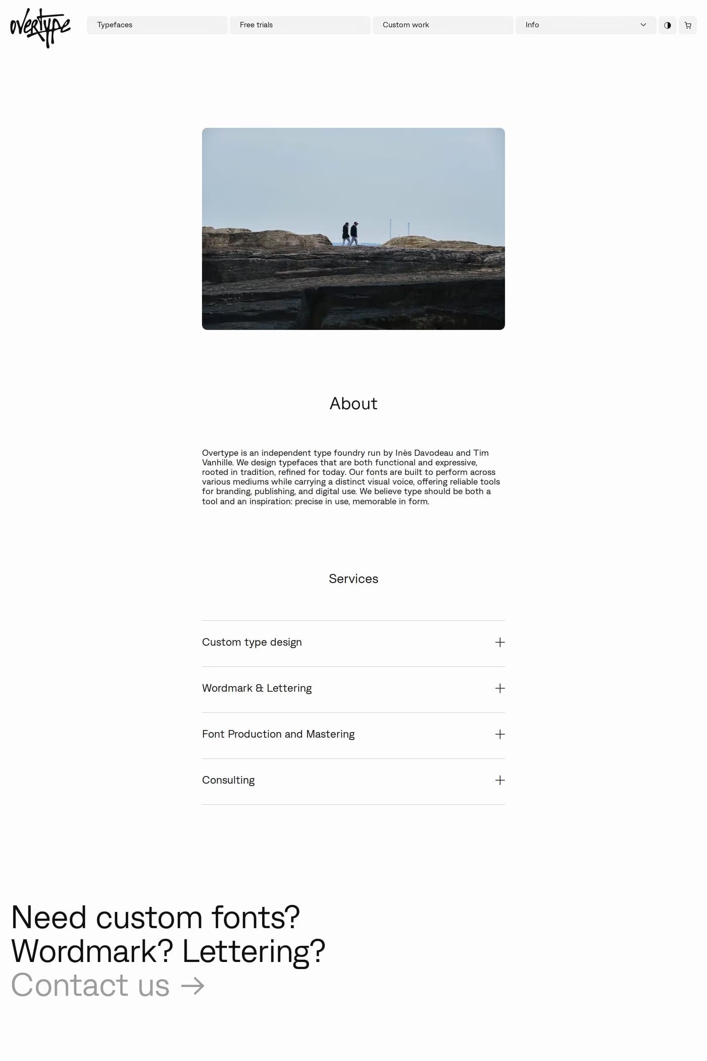 Overtype — screenshot of the about page