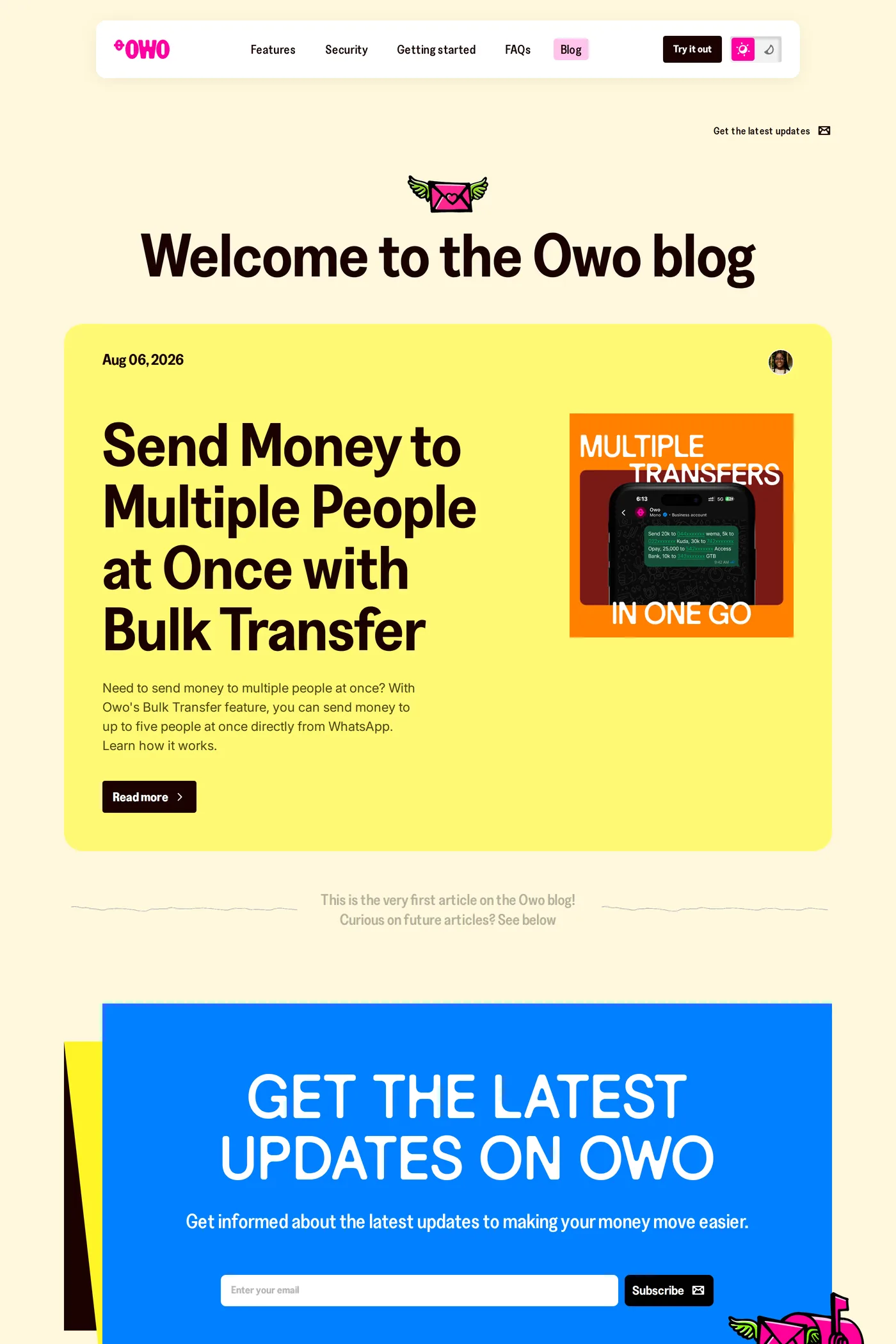 OWO — screenshot of the blog page