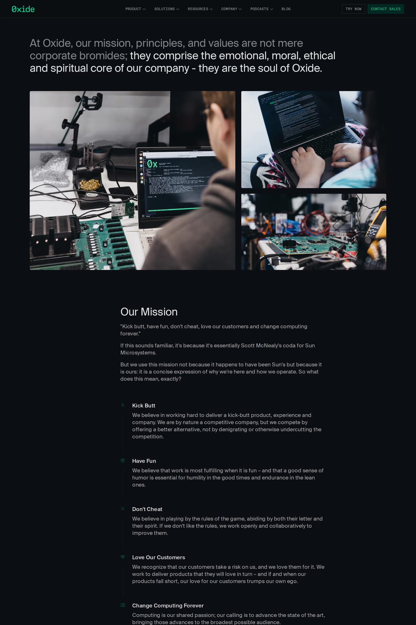 Oxide — screenshot of the about page