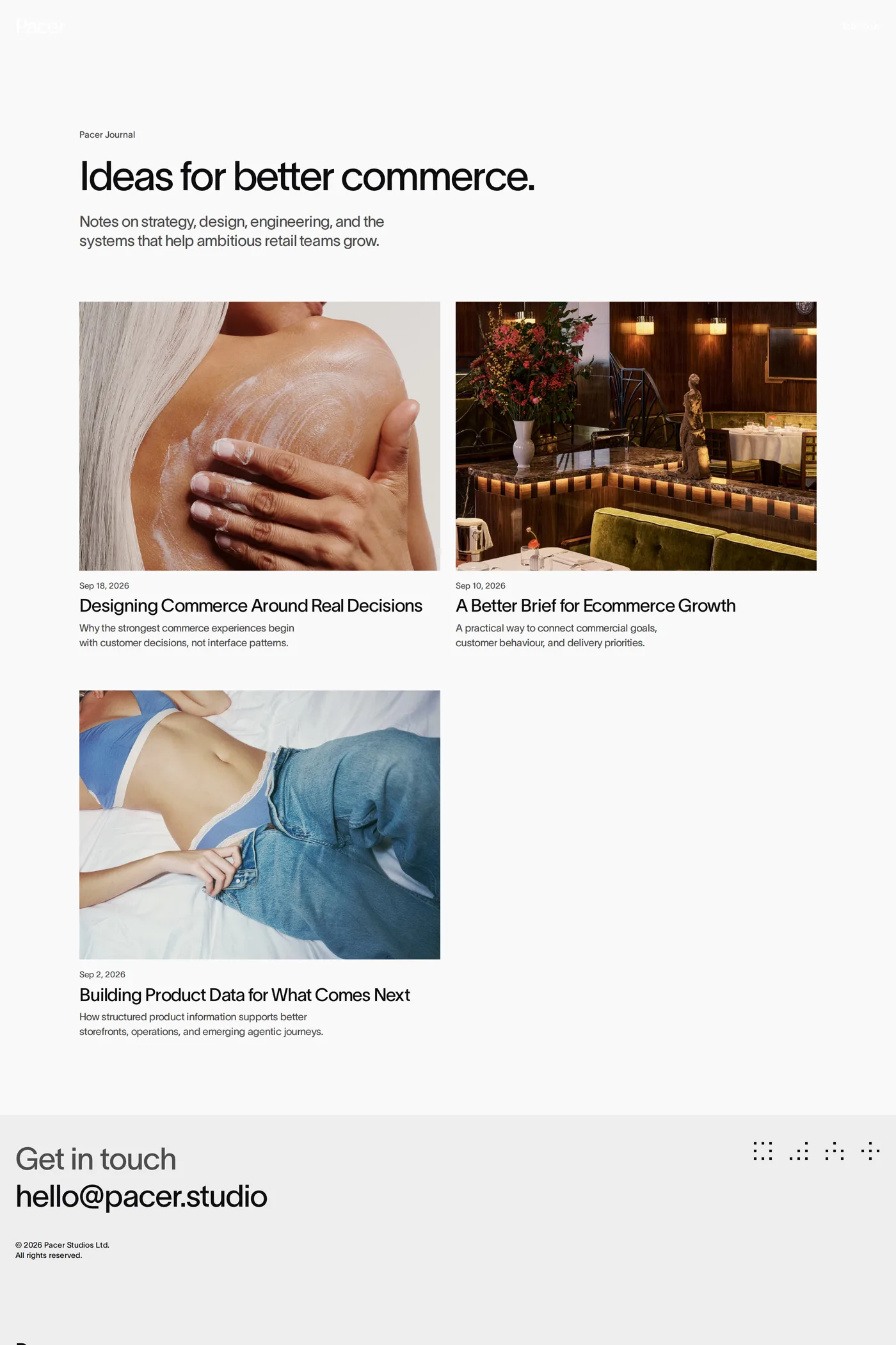 Pacer — screenshot of the blog page