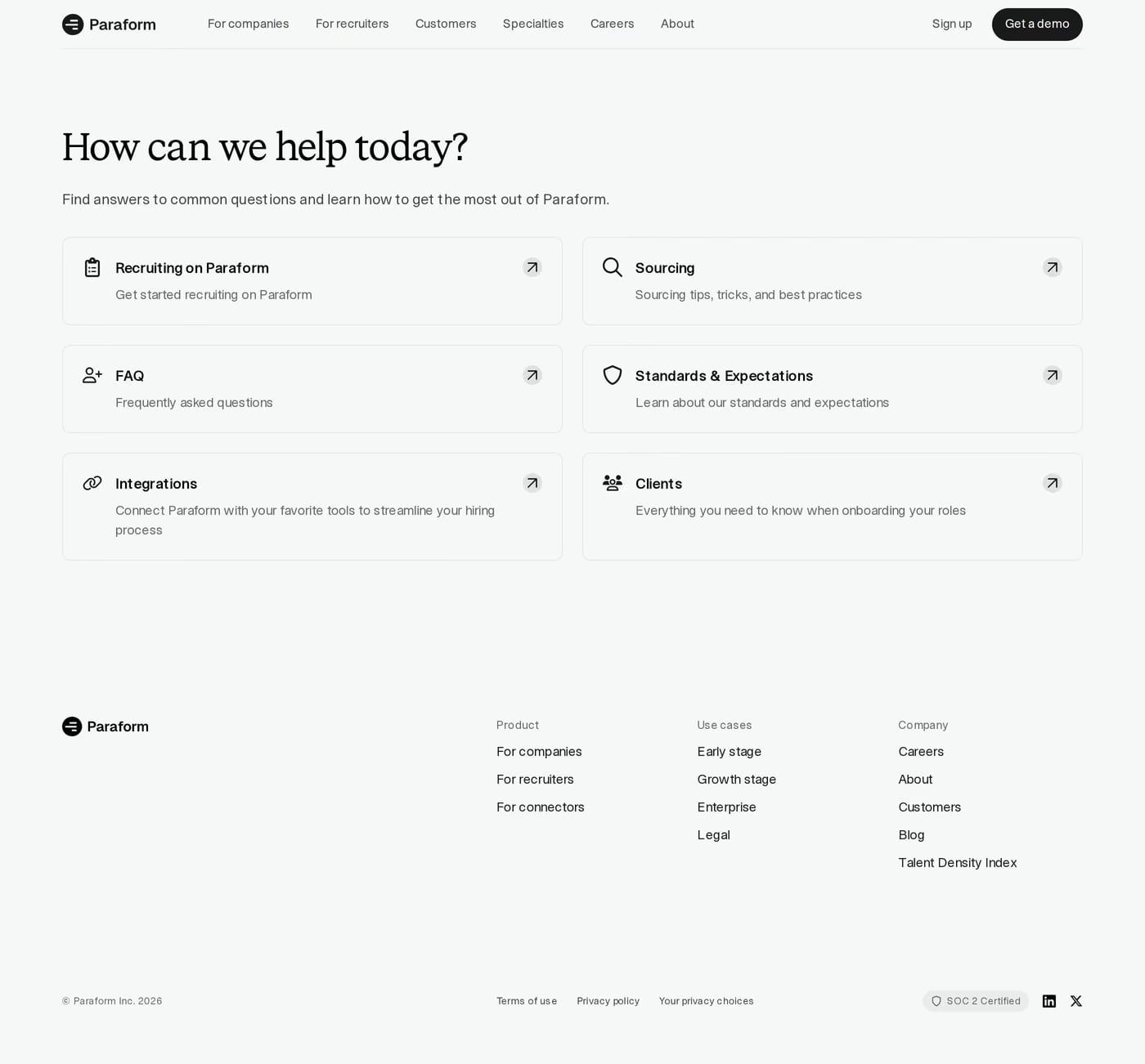 Paraform — screenshot of the docs page
