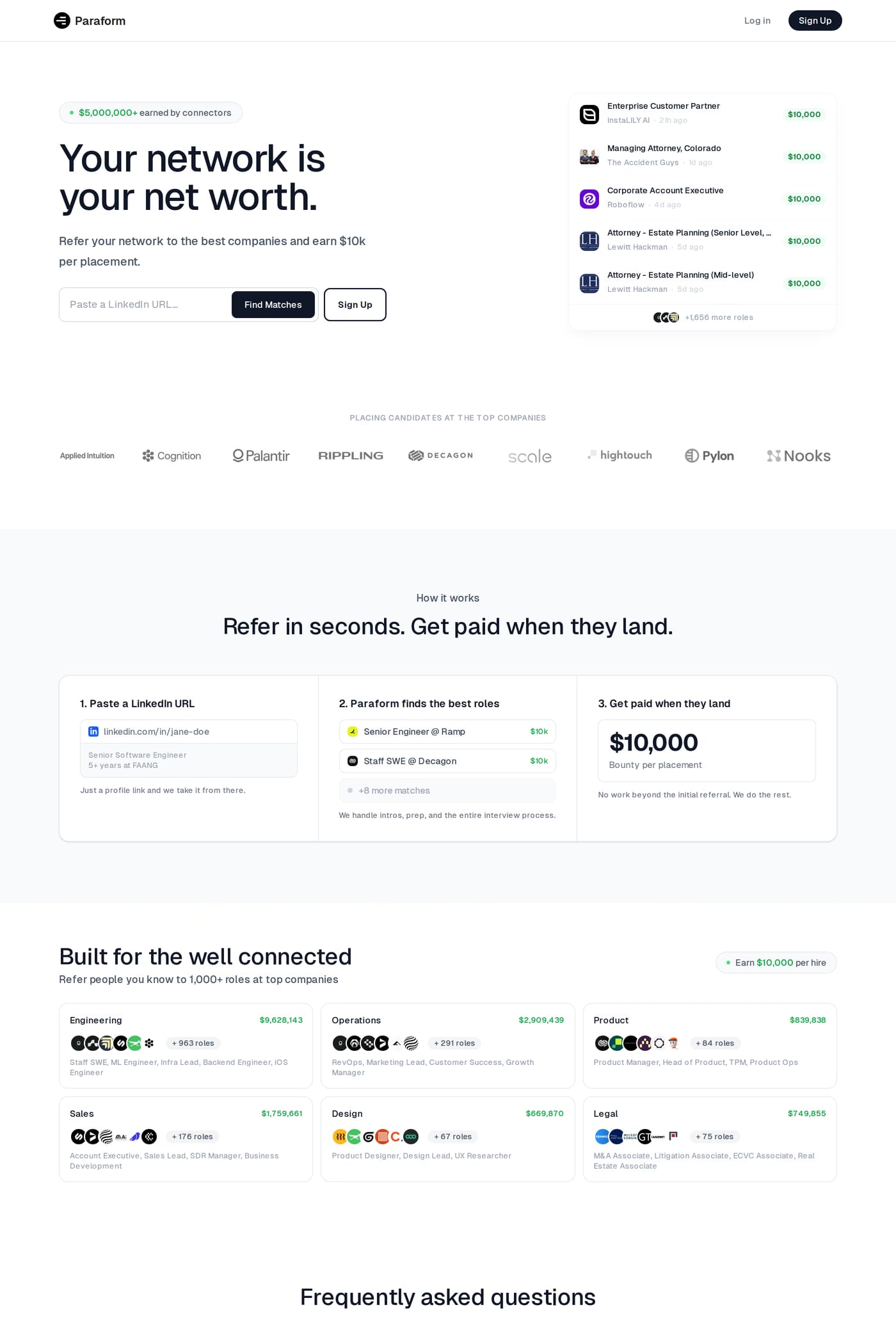 Paraform — screenshot of the features page