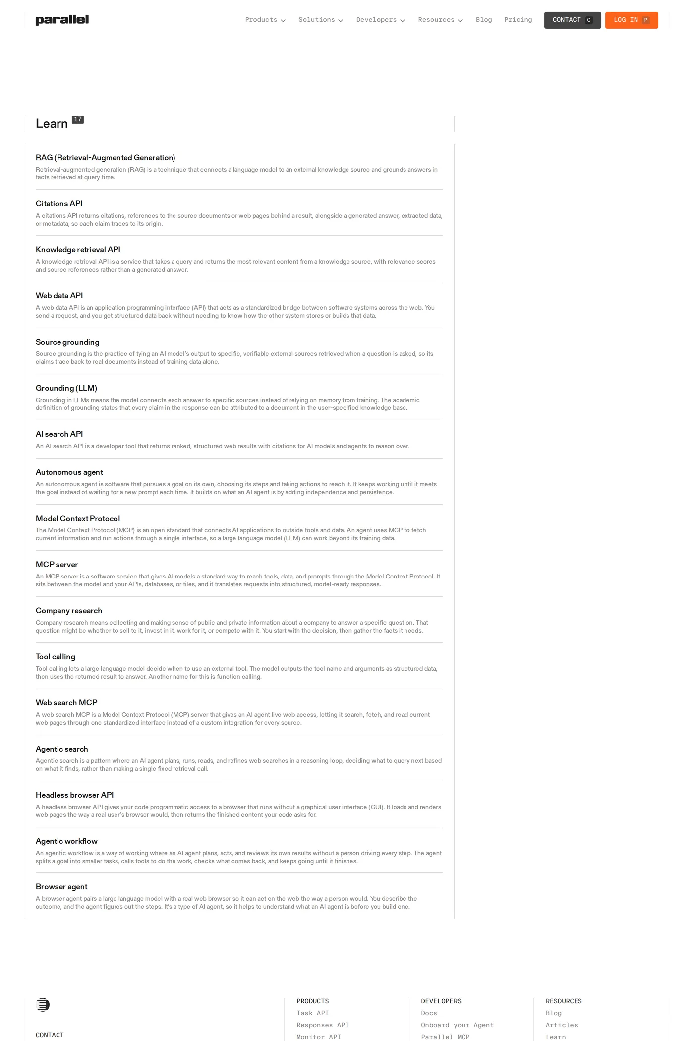 Parallel — screenshot of the docs page