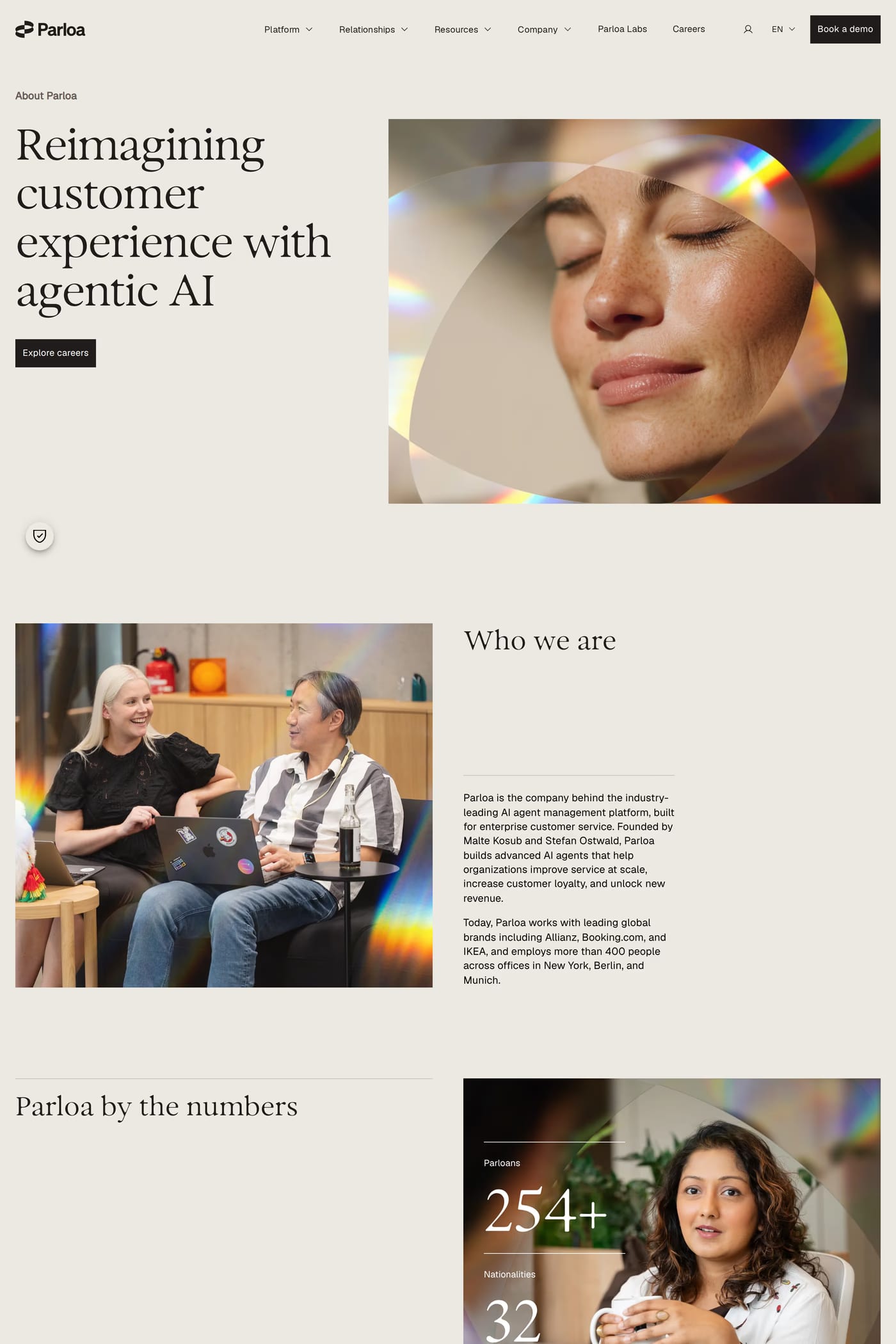 Parloa — screenshot of the about page