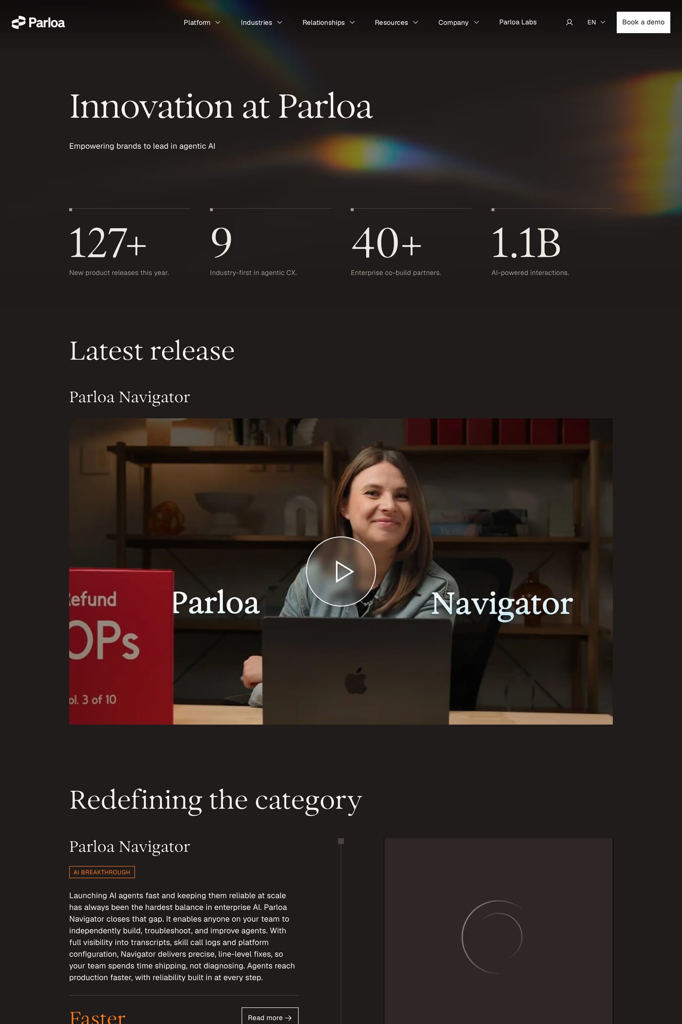 Parloa — screenshot of the changelog page