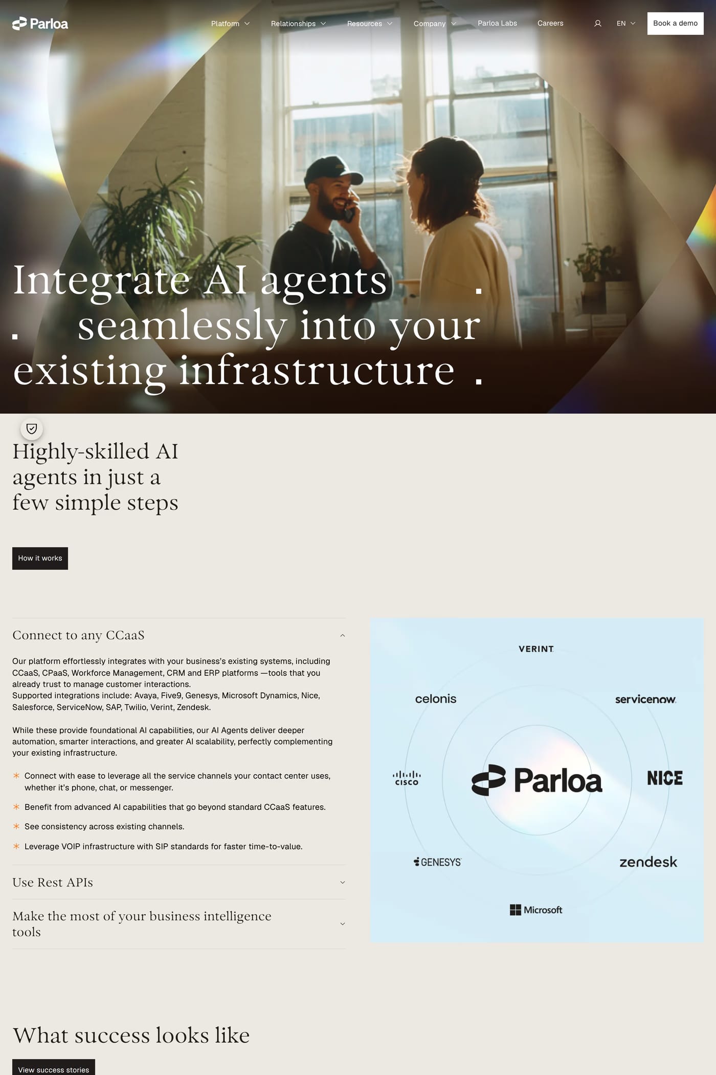 Parloa — screenshot of the integrations page