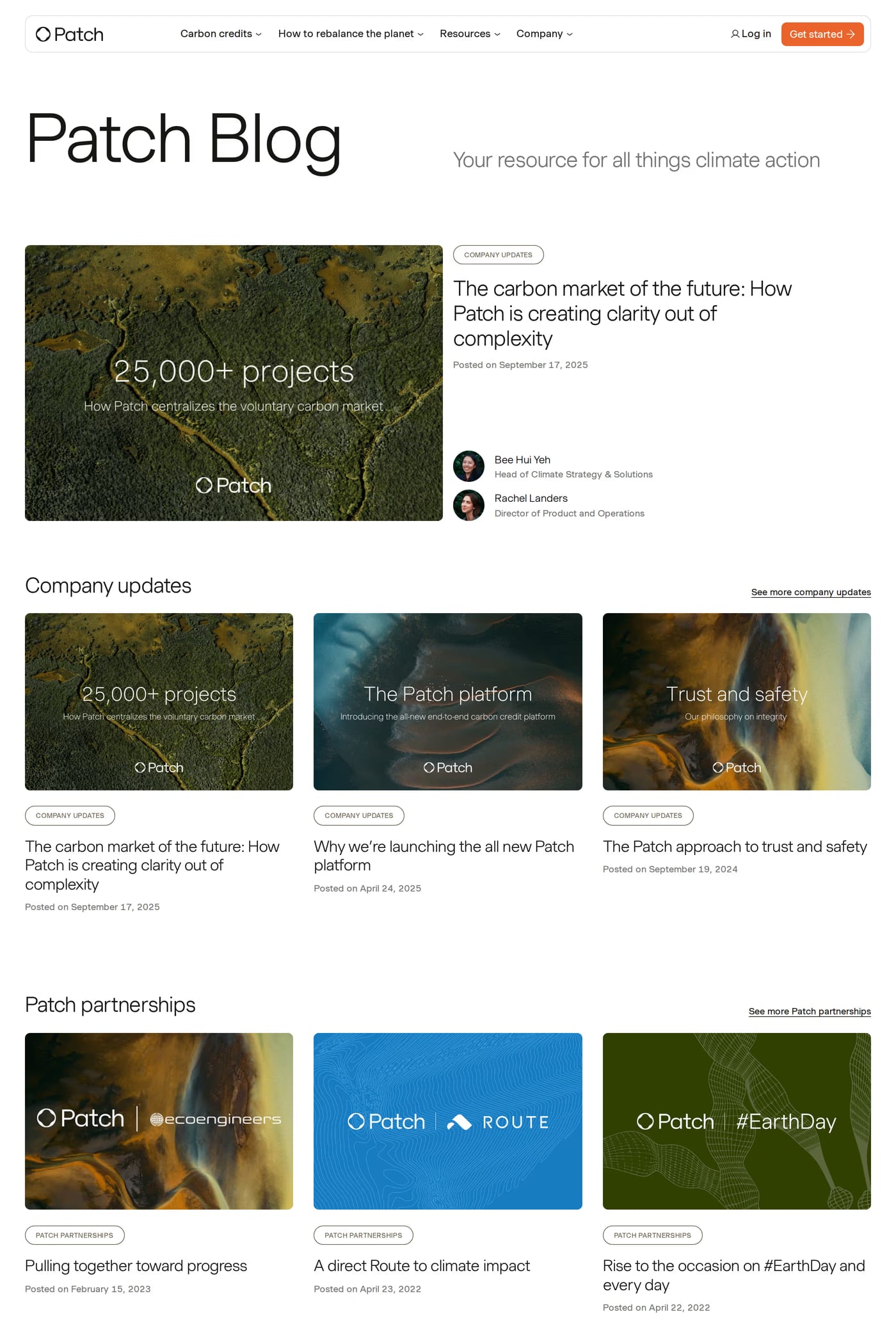 Patch — screenshot of the blog page