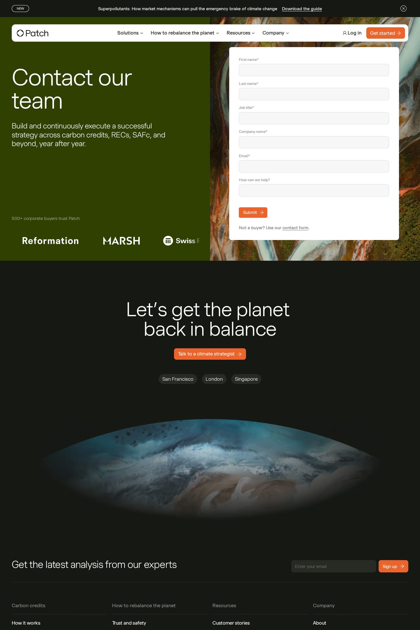Patch — screenshot of the contact page