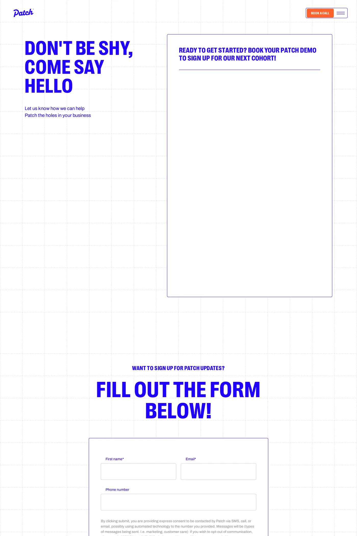 Patch — screenshot of the contact page